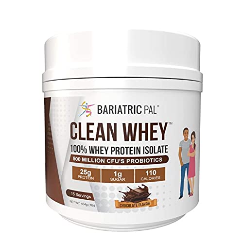 BariatricPal Clean Whey Protein Powder - 25g Protein per Serving with Probiotics & Aminogen - Chocolate Flavor for Weight Loss & Muscle Recovery - Ideal for Post-Workout, Meal Replacement & Healthy Lifestyle