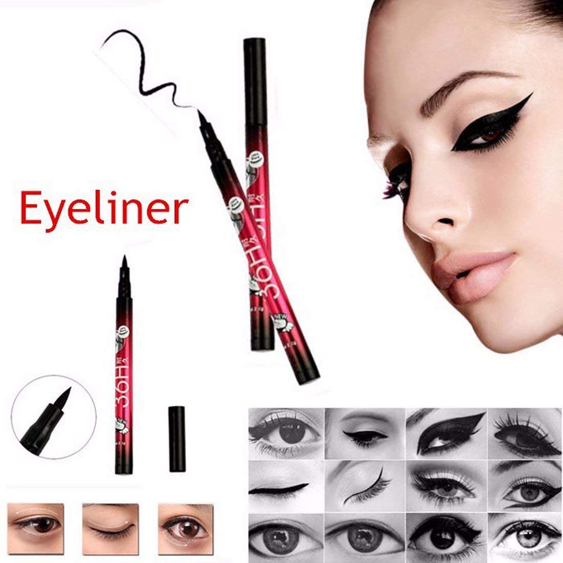 Jivo® NatureBoon 36-Hour Waterproof Eyeliner Pencil - Long Lasting Smudge Proof Makeup (Black, Set of 2) | Perfect for Daily Wear, Parties & Special Occasions