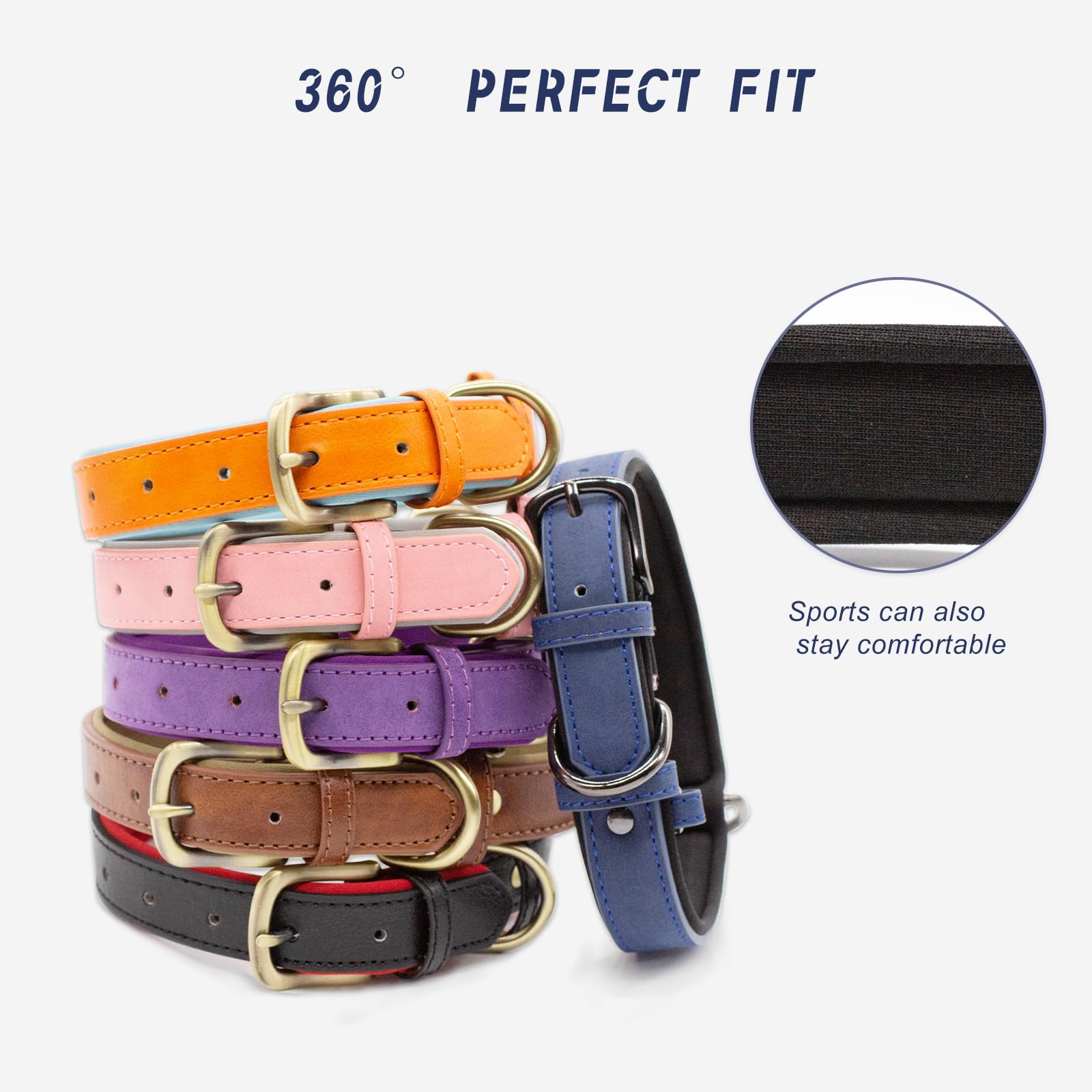 Premium Soft Padded Leather Dog Collar - Adjustable Breathable Waterproof Pet Collar with Metal Buckle for Small Medium Large Dogs (X-Large, Dark Blue/Black) - Perfect for Daily Walks, Training & Outdoor Adventures