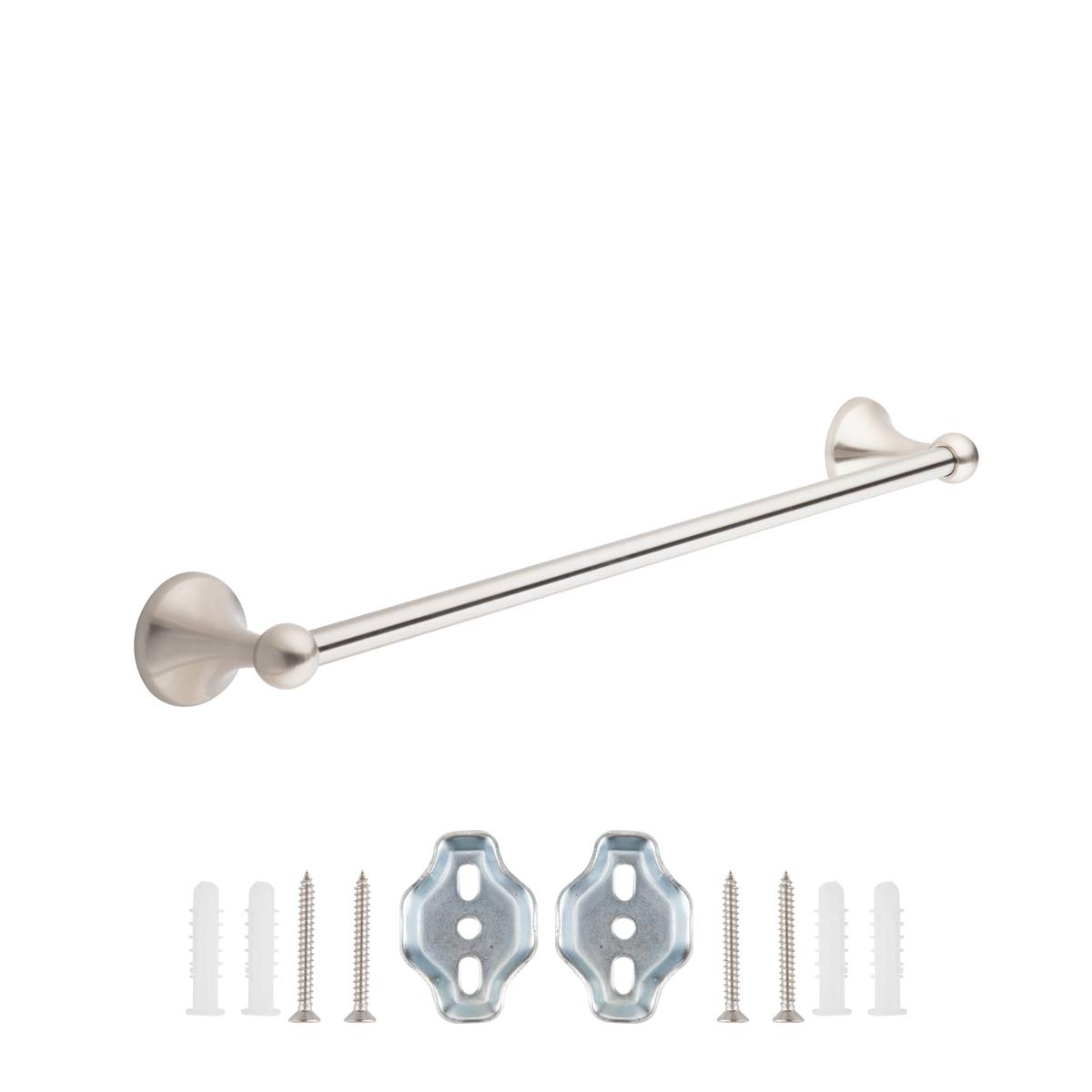 Amazon Basics 18-Inch Standard Hand Towel Bar Rack in Satin Nickel - Bathroom Towel Holder for Kitchen, Spa & Guest Rooms - Rust-Resistant & Durable Design