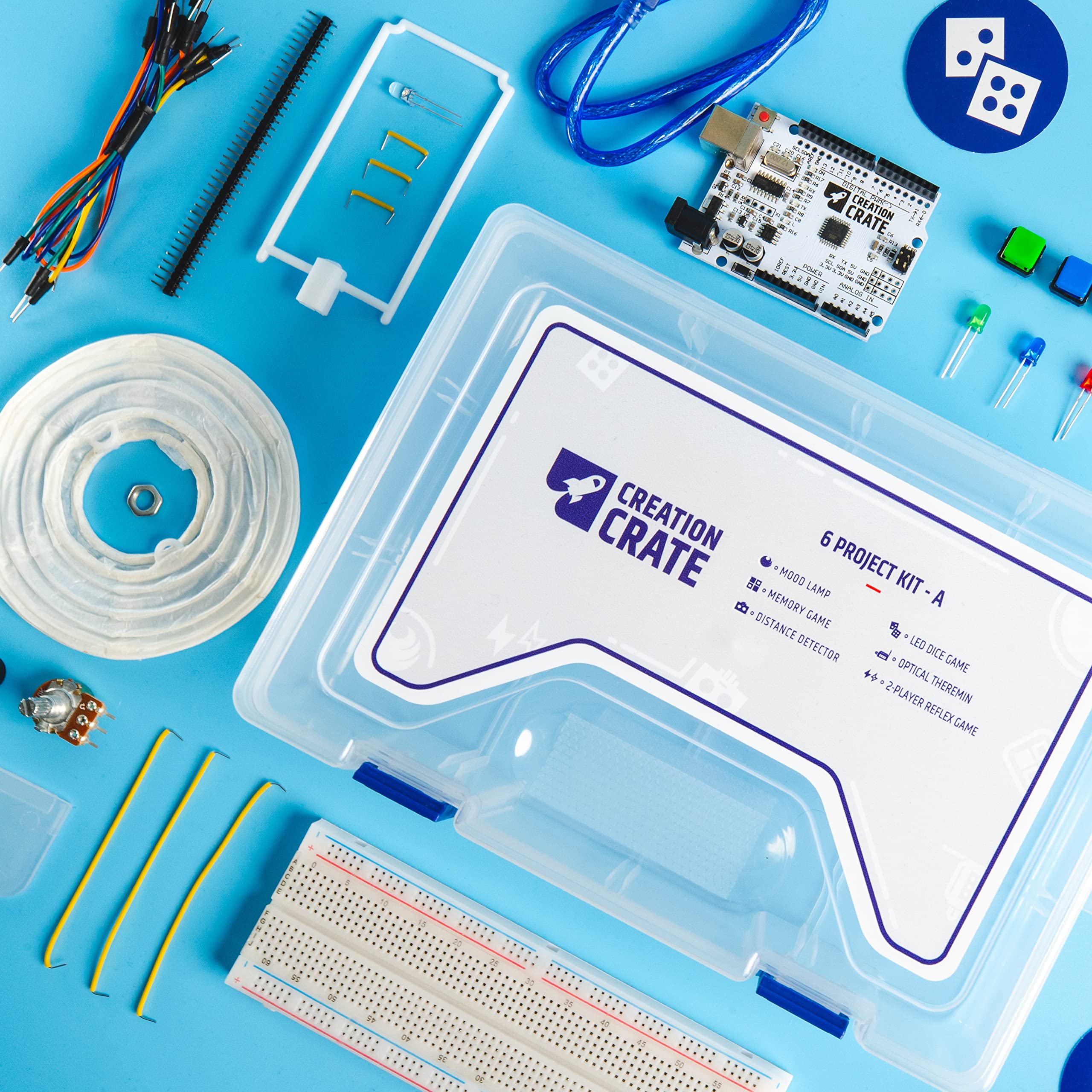 Creation Crate STEM Coding Learning Kit - 6 Fun Programming Projects for Kids, Teens & Adults | Learn C++ Coding, Electronics & Circuits | Build a Lamp, Memory Game & More! Perfect for Homeschooling, STEM Education & DIY Tech Enthusiasts