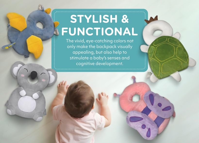 Baby Head Protector Backpack with Safety Cushion - Soft Infant Walking Head Protection Gear for Toddlers (Blue Dragon) | Perfect for Learning to Walk, Playtime & Outdoor Adventures