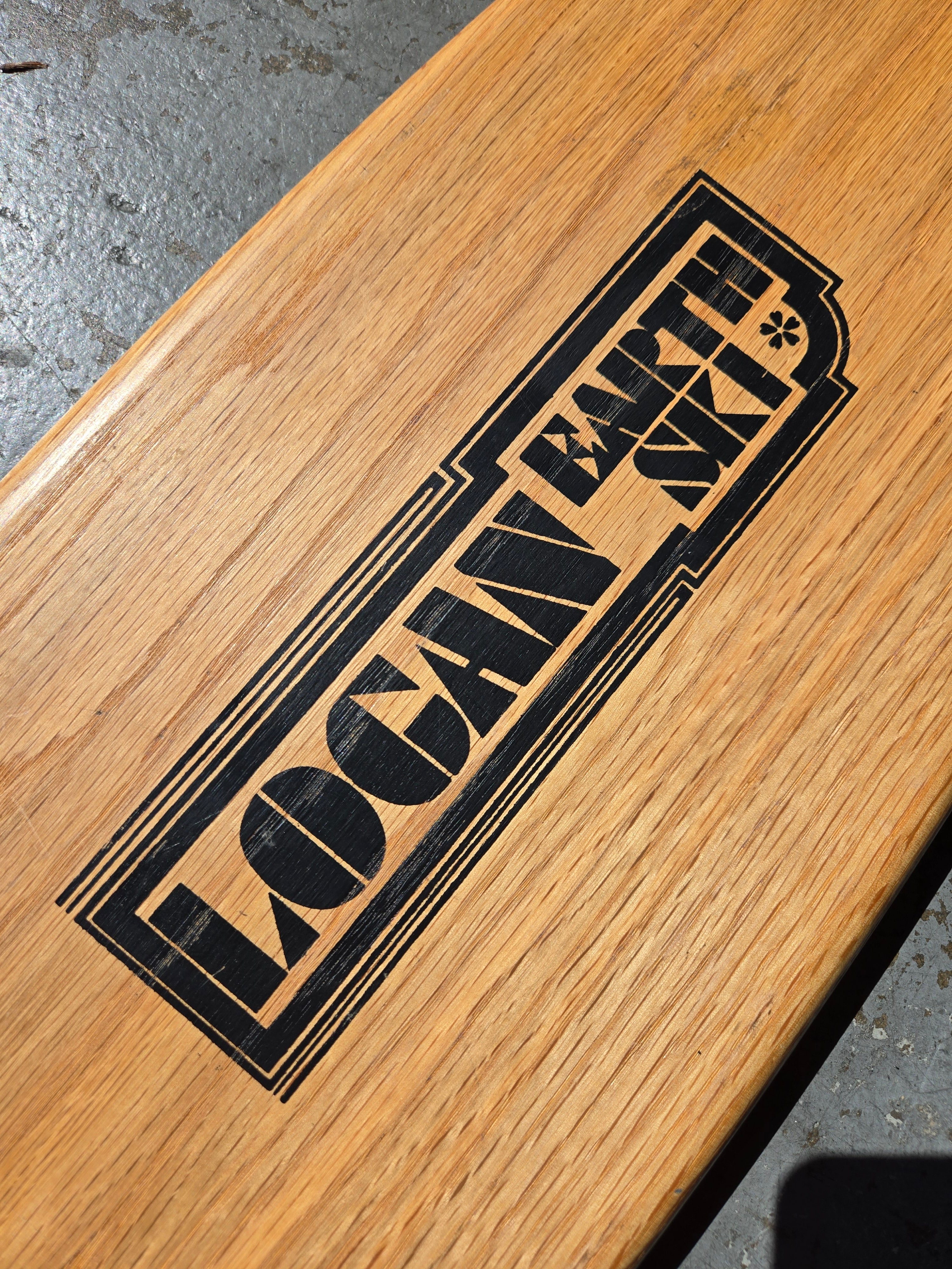 Vintage 1970s Logan Earth Ski Skateboard Deck - Signed by Brian Logan, Flat Tail Oak Design | Perfect for Collectors and Retro Skateboarding Enthusiasts