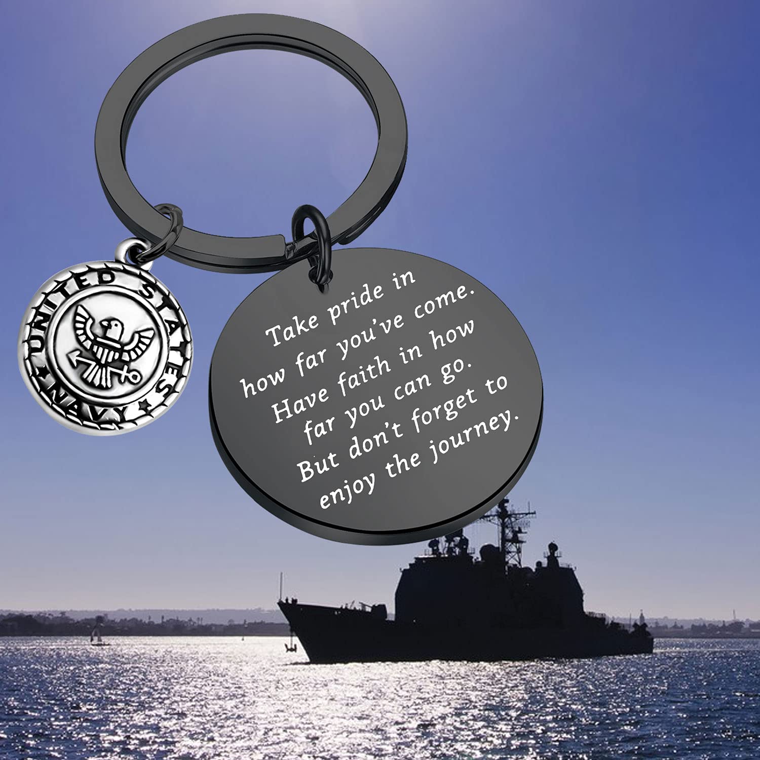 FUSTMW Navy Blue Keychain - Military Deployment Gift, Graduation Gift for Men & Women - Durable & Stylish - Perfect for Everyday Carry, Deployment, and Special Occasions