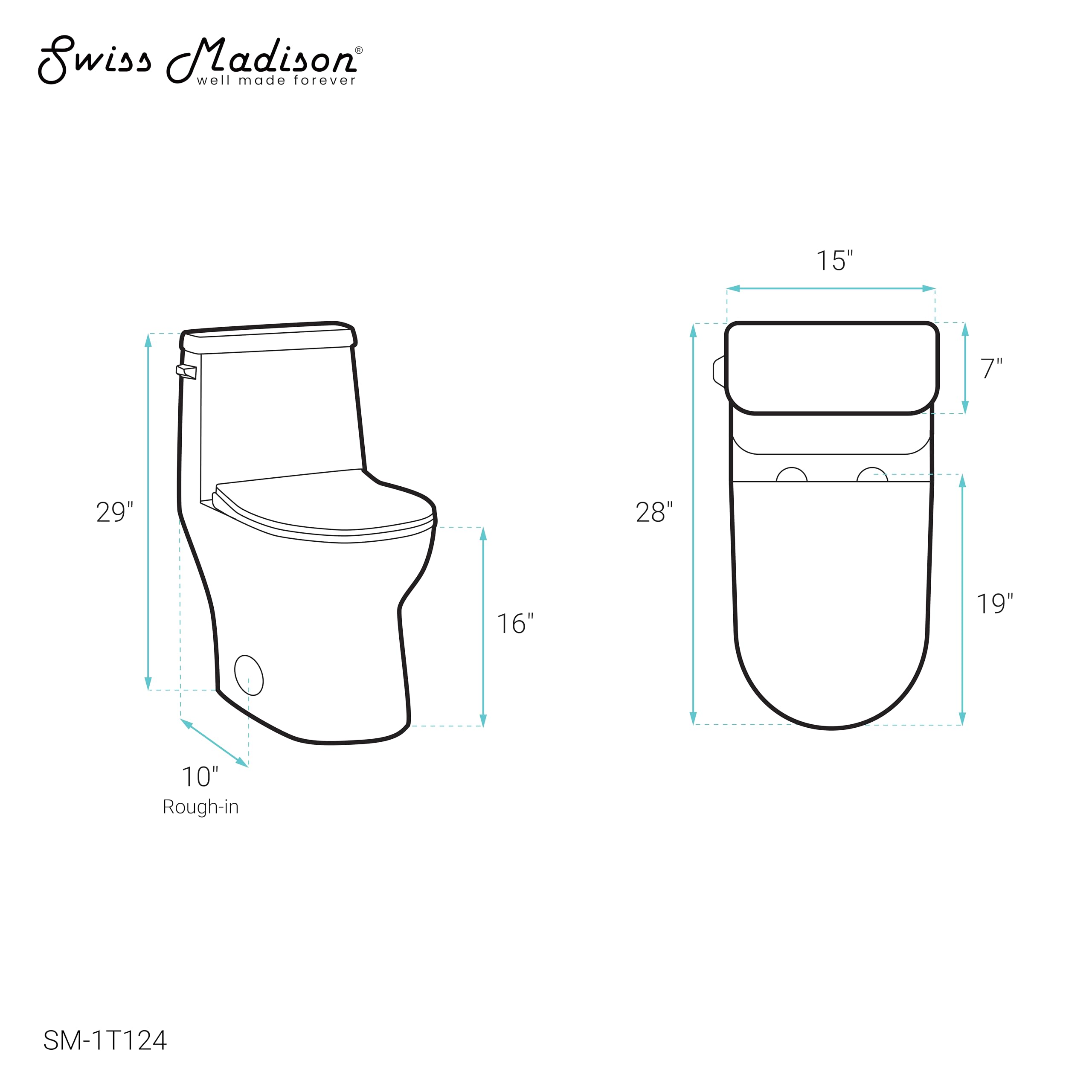 Ivy One-Piece Elongated Toilet with Left Side Flush, 10