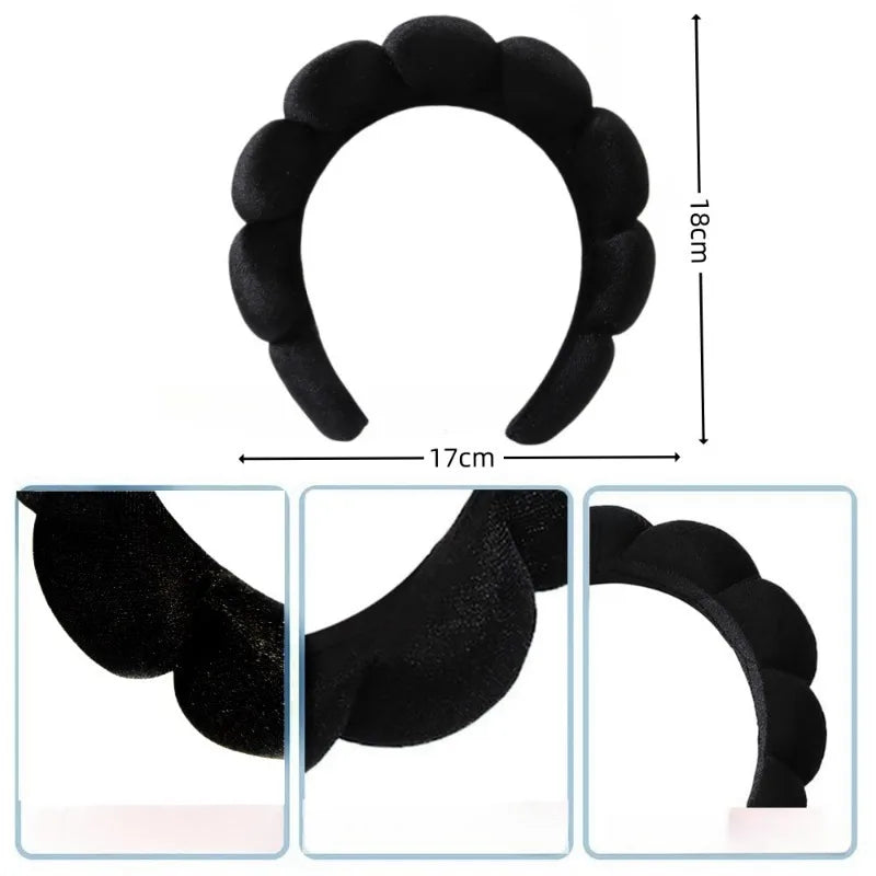 Puffy Spa Headband for Women - Soft & Absorbent Hair Band for Skincare, Washing Face, Makeup & Relaxation - Perfect for Spa, Yoga & Home Use