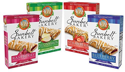 Sunbelt Bakery Fruit & Grain Cereal Bars - 4 Flavor Variety Pack, 32 Healthy Snack Bars (8 Count x 4 Packs), No Preservatives, Non-GMO - Perfect for Breakfast On-The-Go, Lunchboxes & Office Snacks