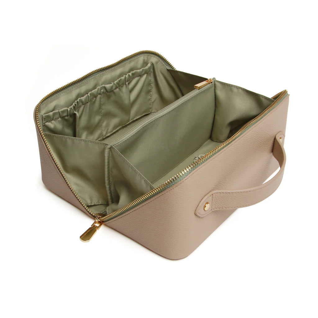 Alice Wheeler Train Case Makeup Organizer - Stone & Sage Cosmetic Storage for Travel, Salon & Professional Use | Perfect for Makeup Artists & Beauty Enthusiasts