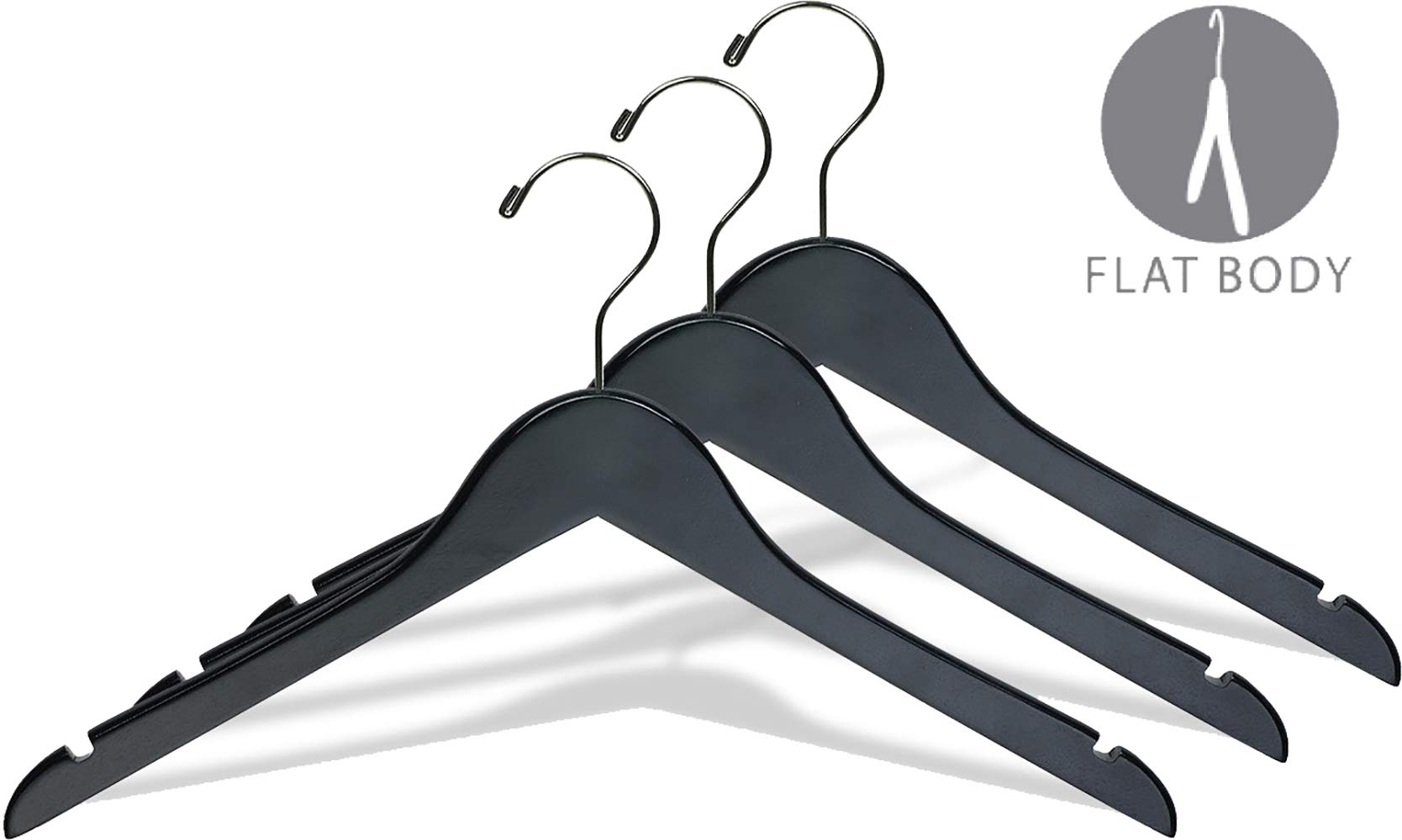The Great American Hanger Company 100-Pack Black Wooden Clothes Hangers with Wooden Top - Space-Saving Closet Organizers for Dresses, Suits & Coats - Premium Wardrobe Essentials for Home & Retail Stores