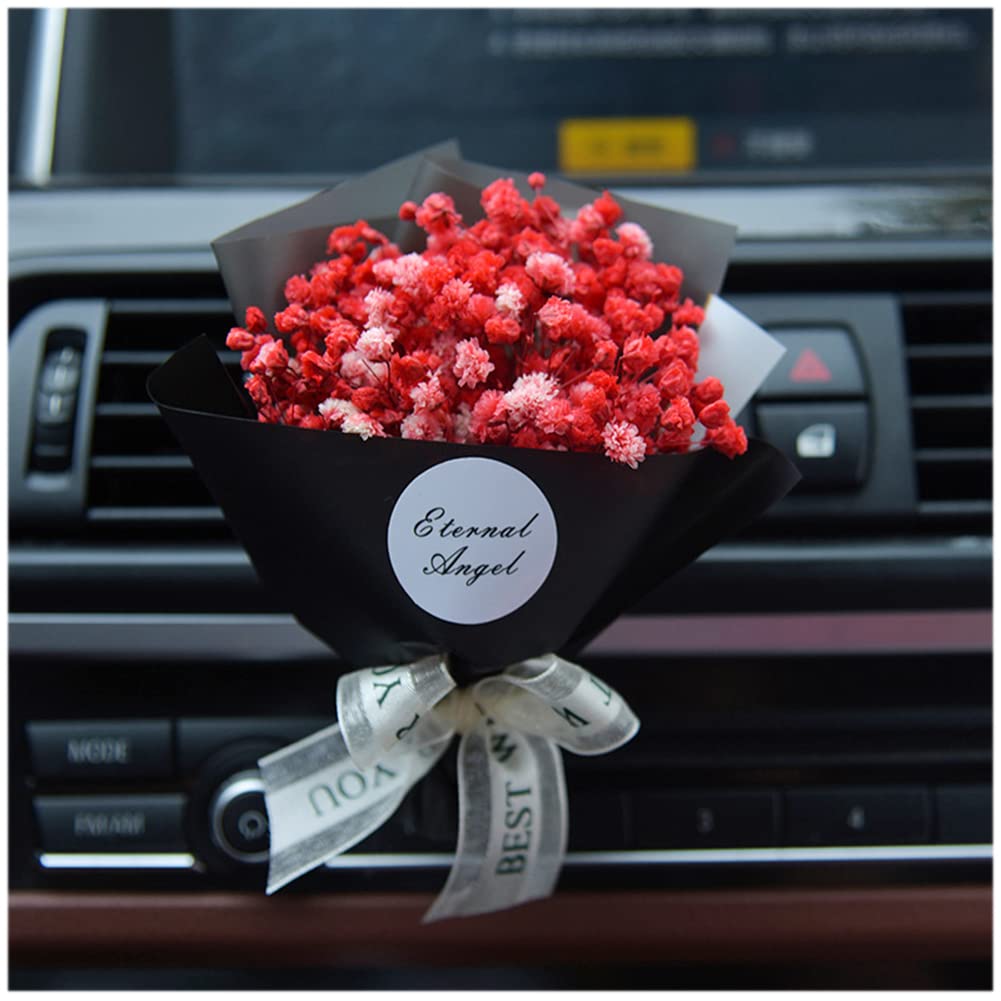 Dried Gypsophila Flower Car Aromatherapy Clip - Natural Car Air Freshener Vent Clip with Baby's Breath Bouquet for Women (Black) | Perfect for Car, Office & Home Decor