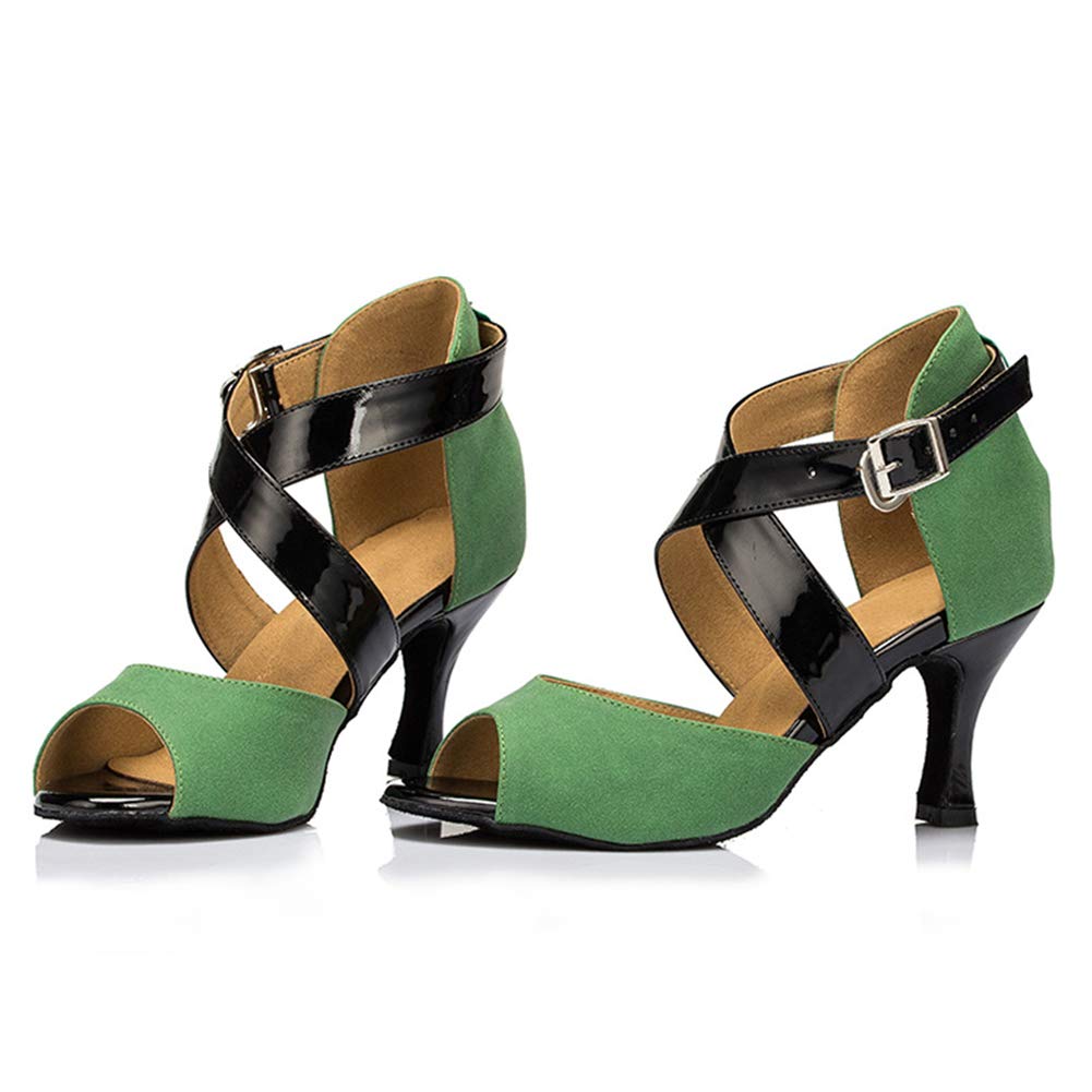 DKZSYIM Women's Suede Latin Dance Shoes - Professional Ballroom Performance Shoes for Salsa, Tango & Cha Cha - Model YCL095 - Perfect for Dance Competitions & Social Dancing Events