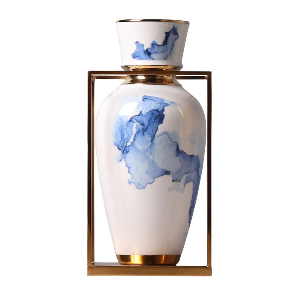 Blue and White Porcelain Vase with Cloud Pattern - Chinese Handcrafted Flower Vase for Home Decor, Desktop Plant Container, Elegant Living Room Decoration (Size A) | Perfect for Centerpieces, Wedding Decor, and Feng Shui Arrangements