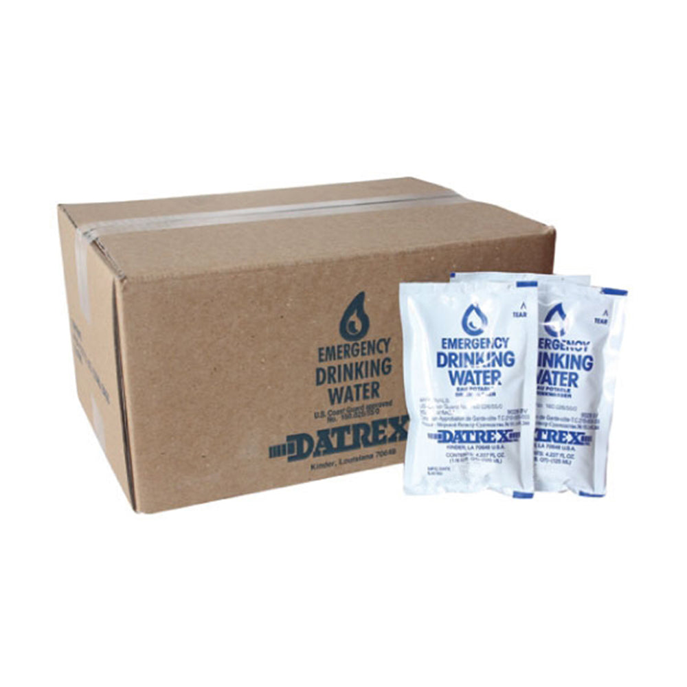 Datrex Emergency Drinking Water Pouch - 4.227 oz (125 ml) - Survival Water for Camping, Hiking, Emergency Kits & Disaster Preparedness