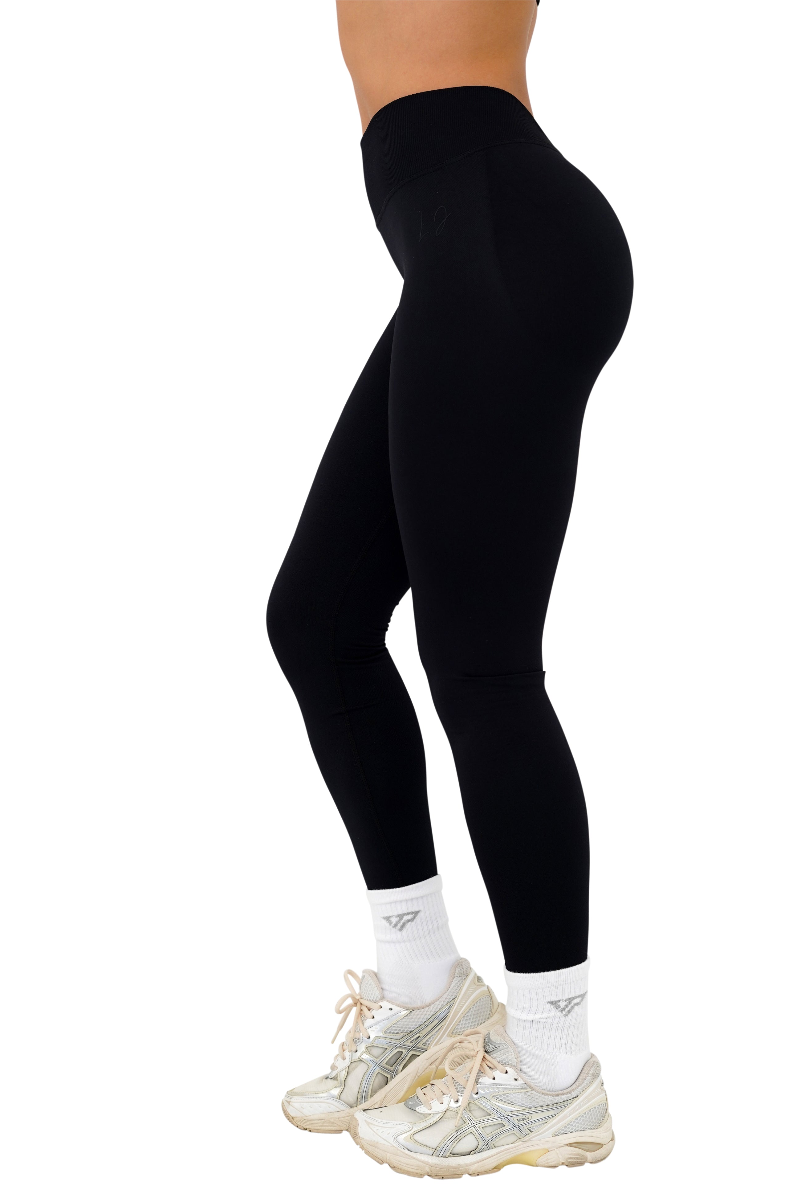 LJ V Back Scrunch Leggings for Women - High Waisted Yoga Pants, Tummy Control Workout Leggings - Black (Perfect for Gym, Running & Lounge Wear)