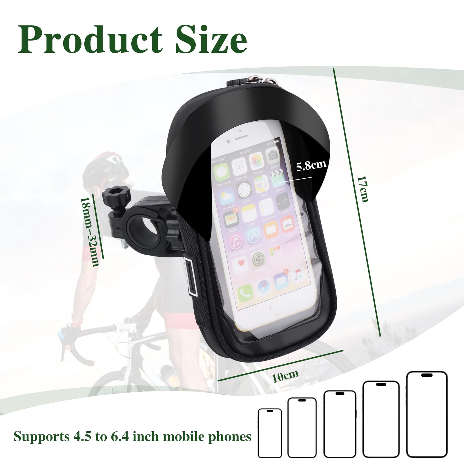 UKOFEW Waterproof Bike Phone Holder - 360° Rotatable Bicycle Mount for Smartphones up to 6.4 Inches - Perfect for Cycling, Commuting & Outdoor Adventures