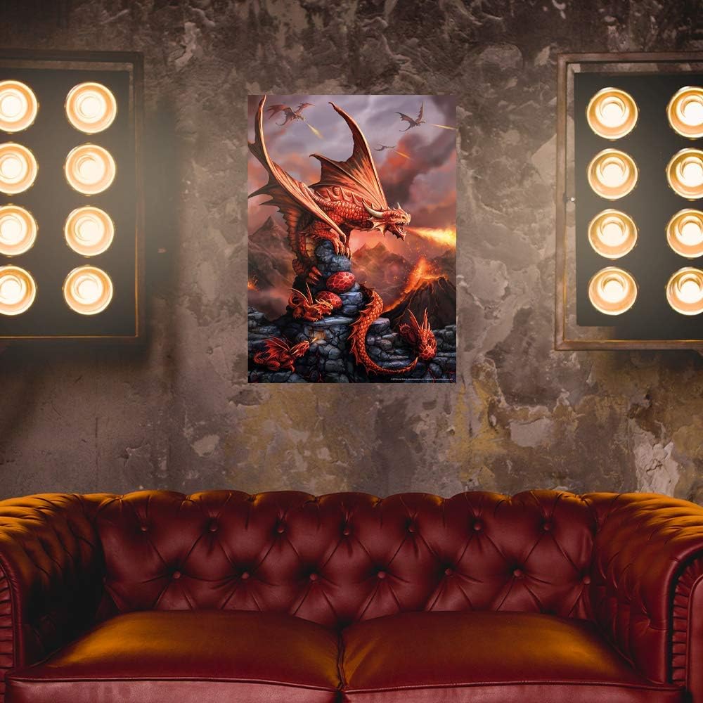 Anne Stokes Fire Dragon Wall Poster - Officially Licensed Home Decor Art for Living Room, Bedroom & Kitchen | Gothic Fantasy Wall Art for Fans & Collectors