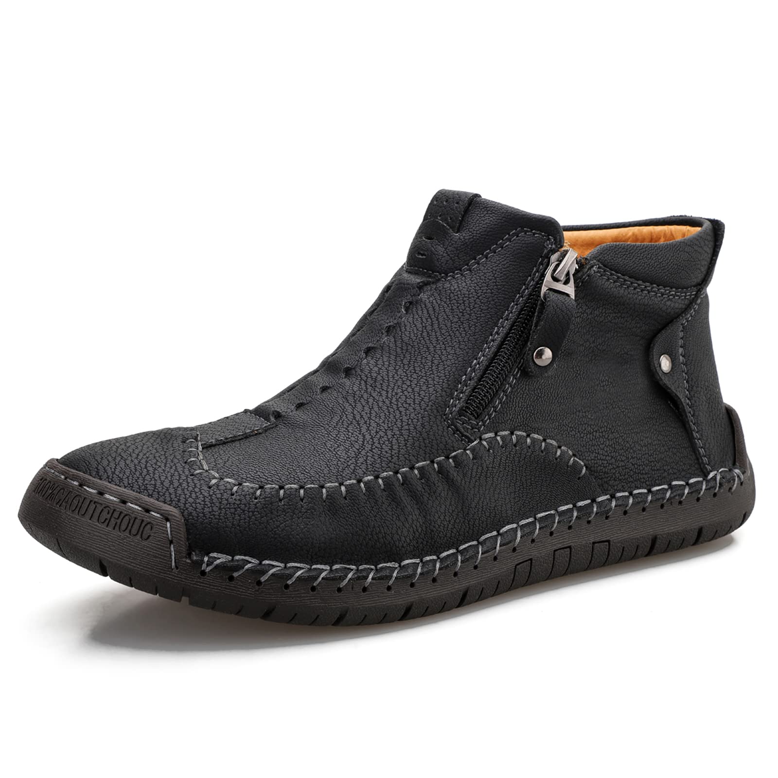 Men's Leather Chukka Boots - Ankle Boots for Men, Casual Oxford Shoes with Warm Fur Lining, Winter Hiking & Outdoor Boots (US 6.5-12) - Perfect for Daily Wear, Office & Outdoor Adventures