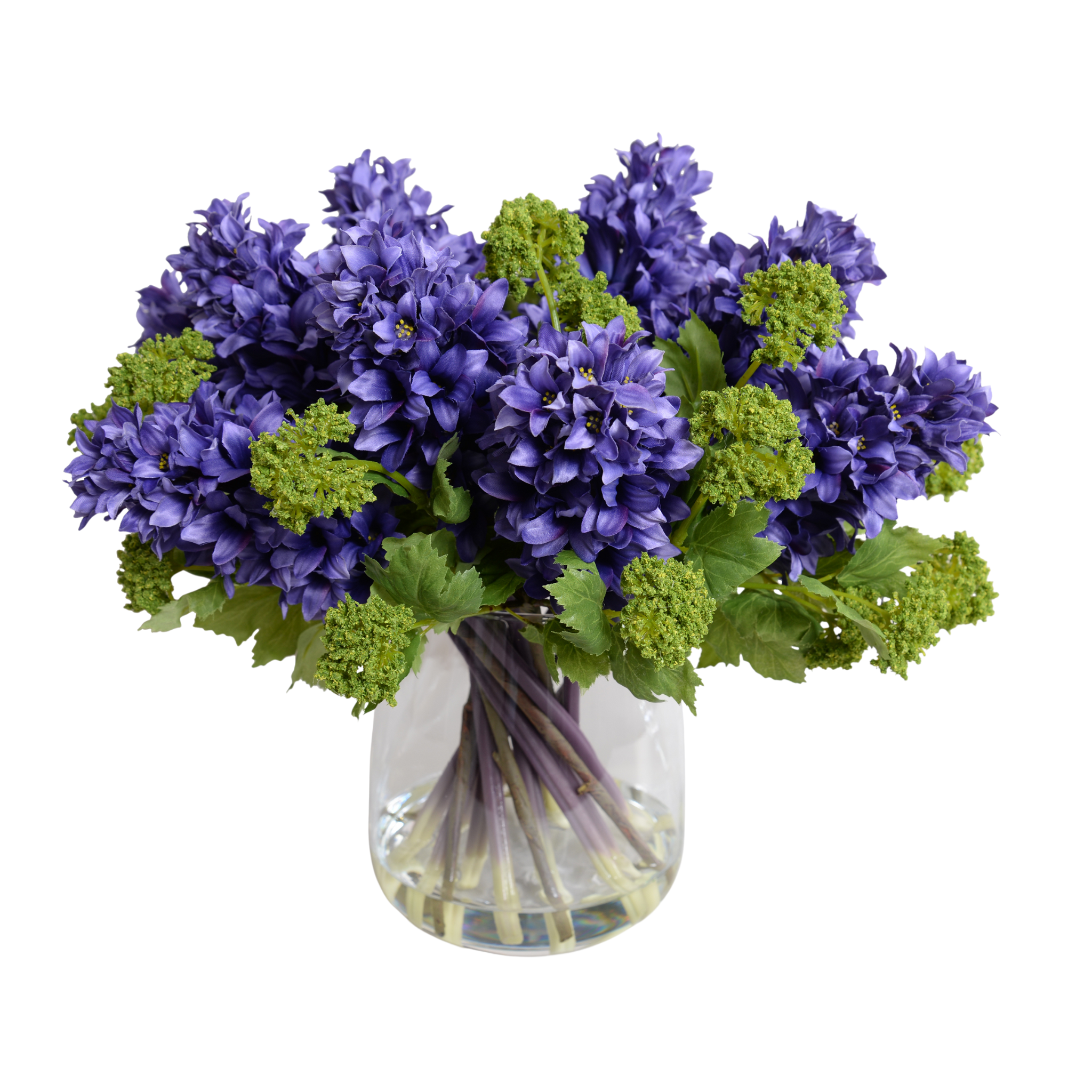 14-Piece Faux Hyacinth & Viburnum Artificial Flower Arrangement - Realistic Silk Floral Centerpiece for Home Decor, Wedding, Table, Office, and Party Decorations