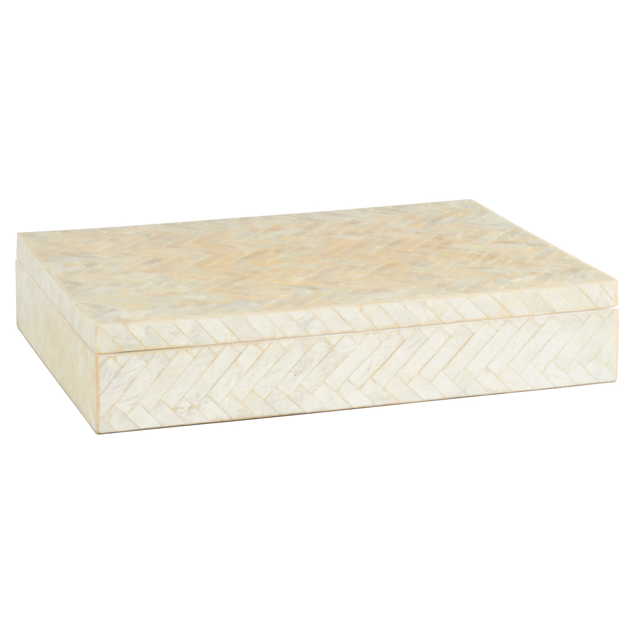 Cyan Design 11683 Triton Rectangle Box - Pearl Finish, Large Size | Elegant Home Decor & Jewelry Storage for Bedroom, Bathroom, or Gift Giving