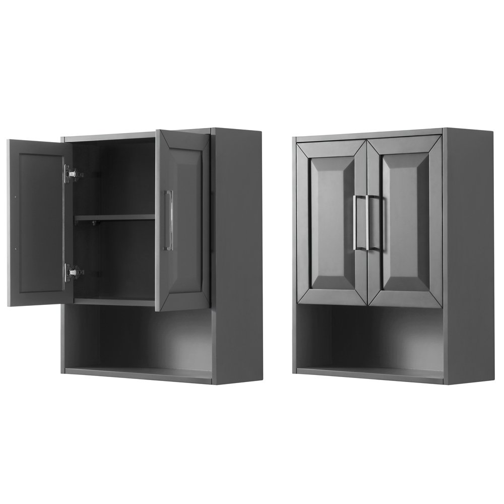 Wyndham Daria Wall Cabinet - Dark Gray for Bathroom Storage