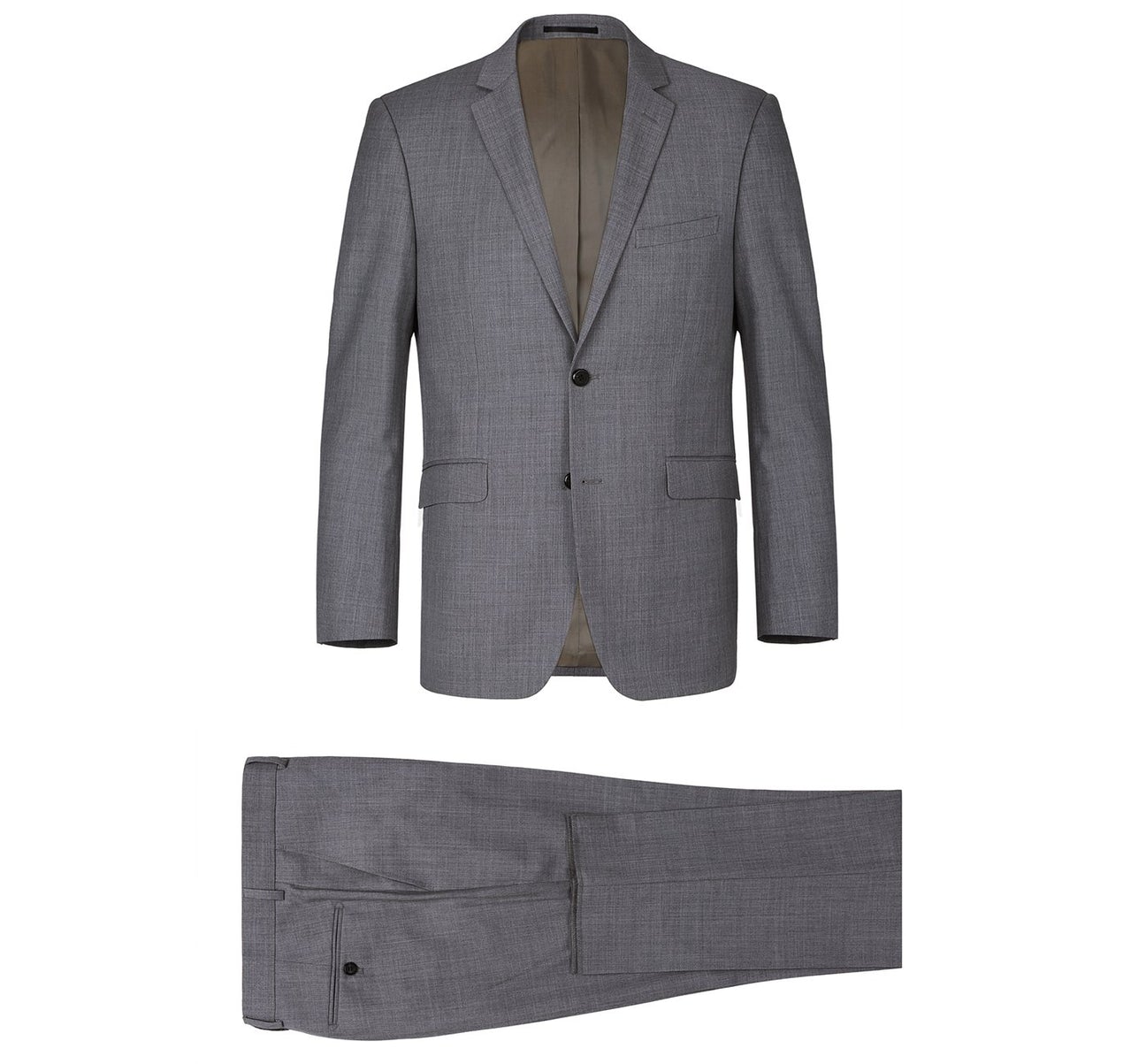 Alessandro Vitello by Renoir Dark Grey 2-Piece Slim Fit Notch Lapel Wool Suit for Men - Perfect for Business Meetings, Weddings & Formal Events