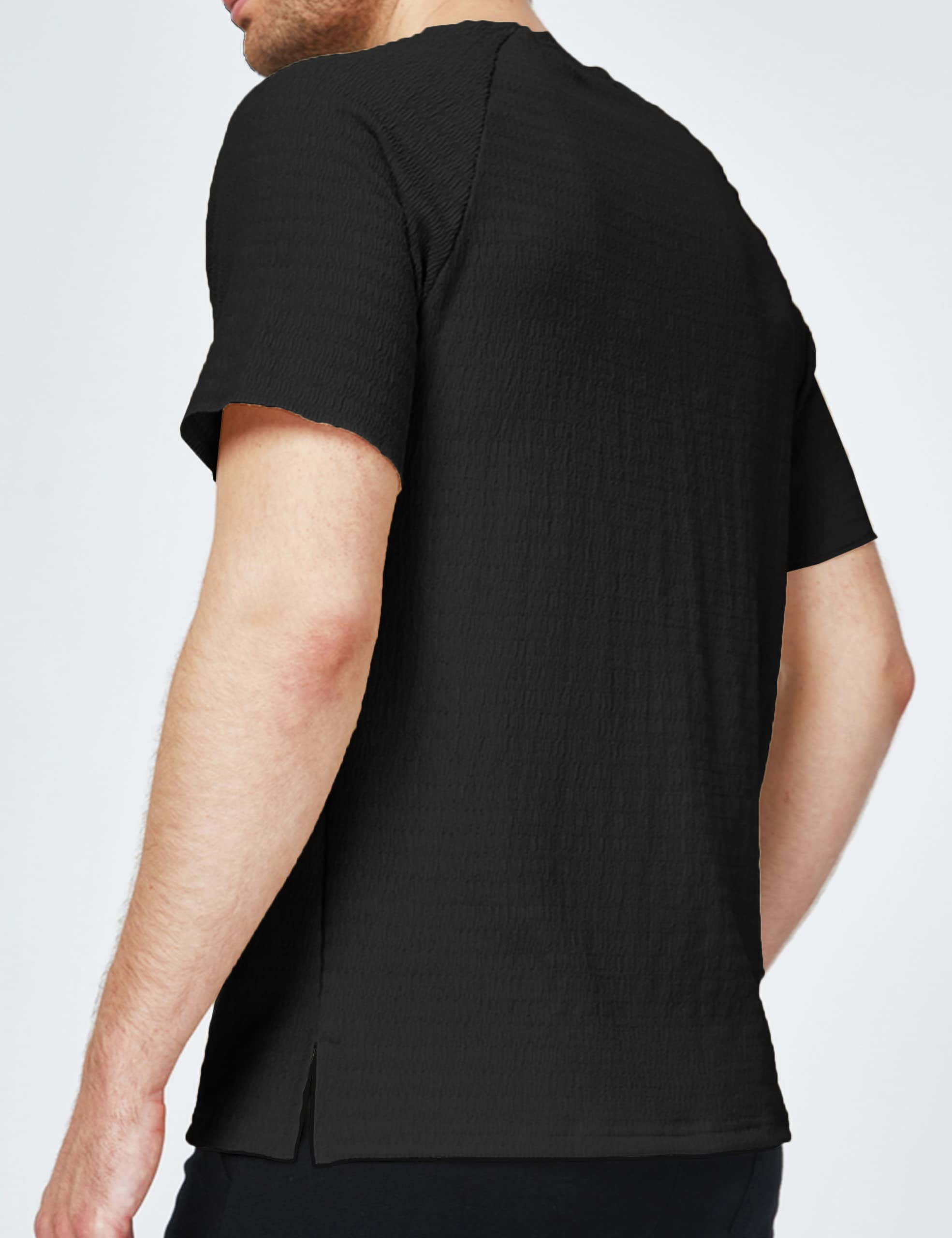 SSLR Men's Henley Shirts | Summer Crewneck Waffle Knit Short Sleeve T-Shirts for Casual Wear & Outdoor Activities