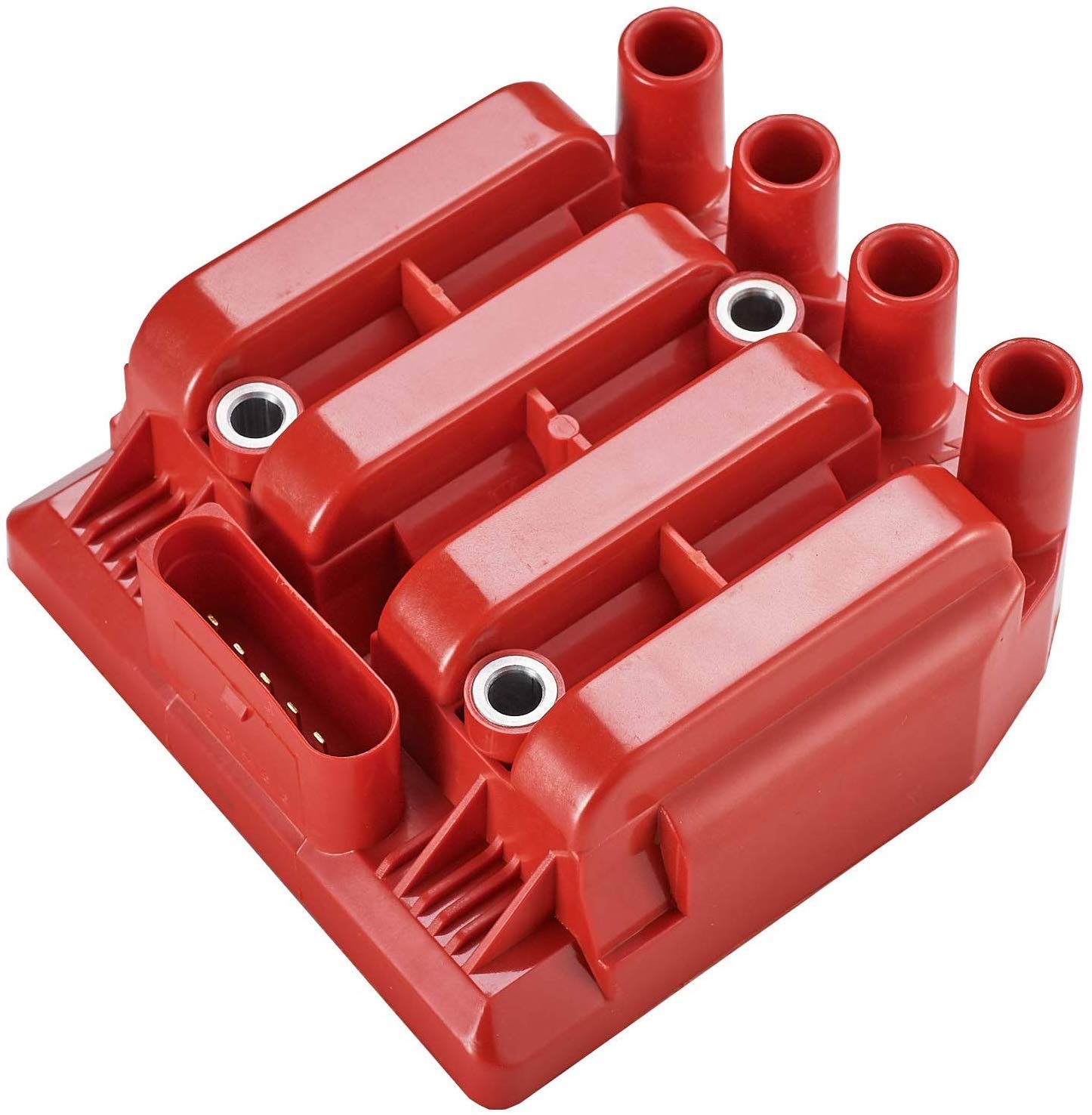 ENA Red Ignition Coil Pack Compatible with VW Golf Jetta Beetle 1998-2011 2.0L - Replacement for UF484 C1393 5C1390 - High Performance Engine Part for Smoother Acceleration & Fuel Efficiency