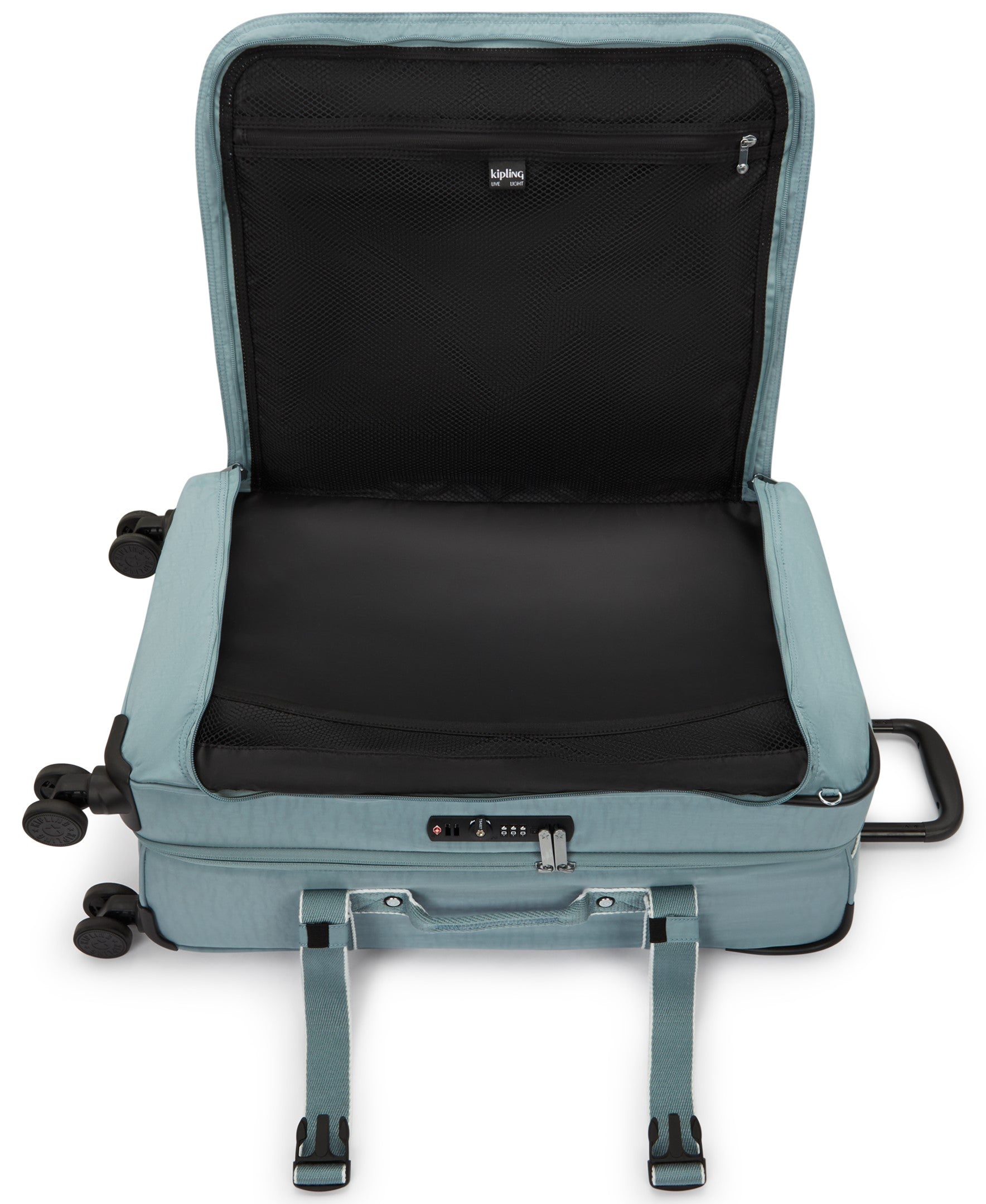 Kipling Spontaneous Medium Rolling Luggage - Lightweight Carry-On Suitcase with Spinner Wheels, Relaxed Grey | Perfect for Business Travel & Weekend Getaways