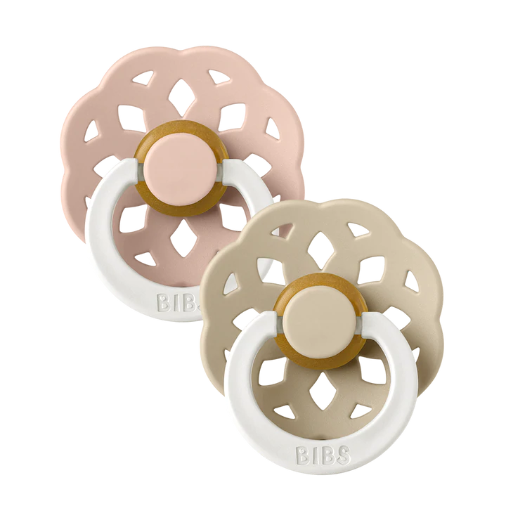 BIBS Round Latex Pacifiers Twin Pack - Natural Rubber Baby Soothers for Newborns & Infants | Perfect for Daytime Comfort & Nighttime Sleep | Bohème Collection