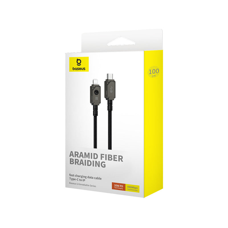 Baseus 20W Fast Charging Cable USB-C to Lightning 1M Black - Compatible with iPhone, iPad, and More for Home, Office & Travel Use