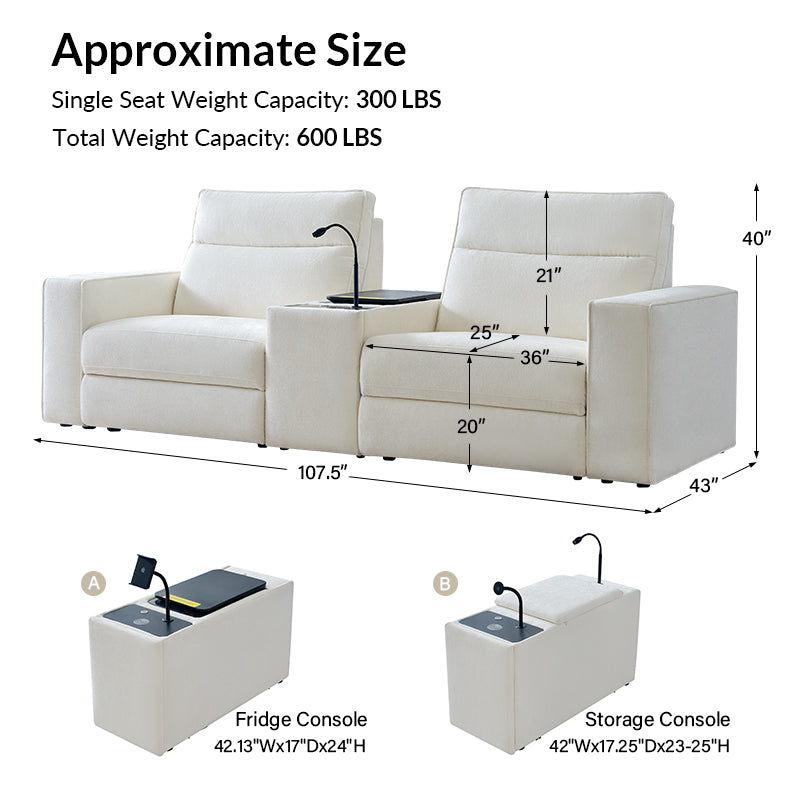 EliteNest Smart Reclining Theater Sofa with Built-in Bluetooth Speakers - Luxury Home Theater Seating for Movie Nights & Gaming Setup