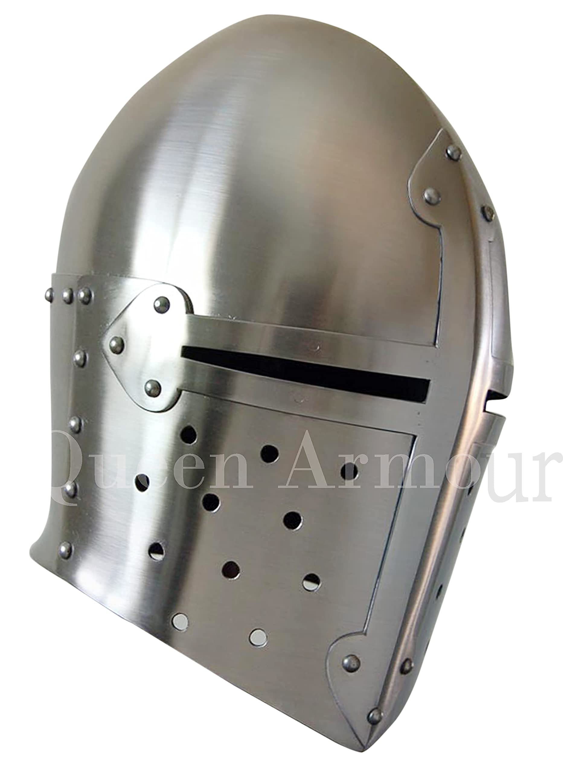 Medieval Queen Armour Steel Sugarloaf Helmet - Battle Ready German Gladiator Burgonet, European Kettle Hat, Viking Mask & Crusader Armor for LARP, Cosplay, Renaissance Fairs & Historical Reenactment
