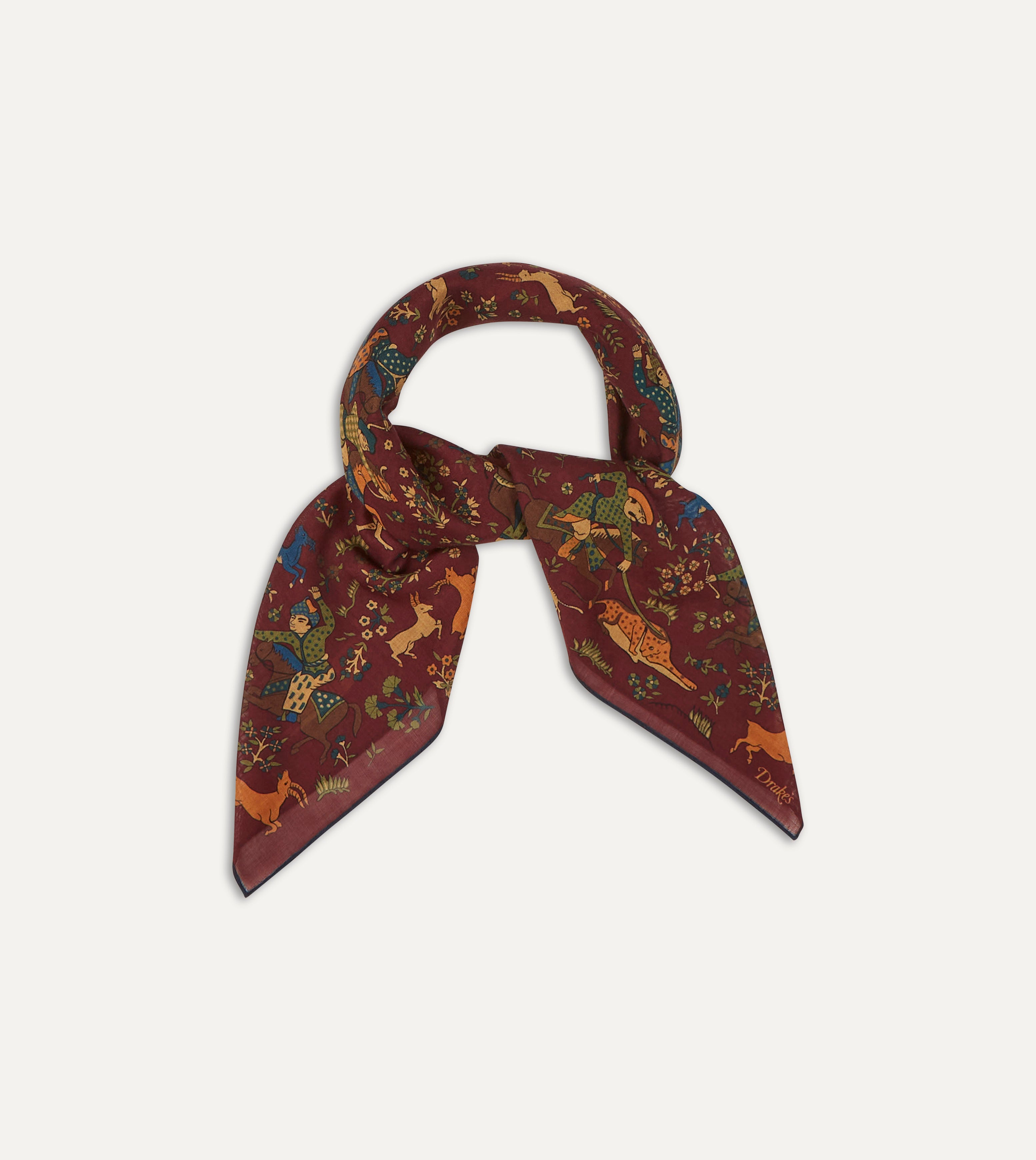 Luxury Burgundy Mughal Print Wool Silk Square Scarf for Women - Elegant Winter Fashion Accessory for Office, Party & Travel