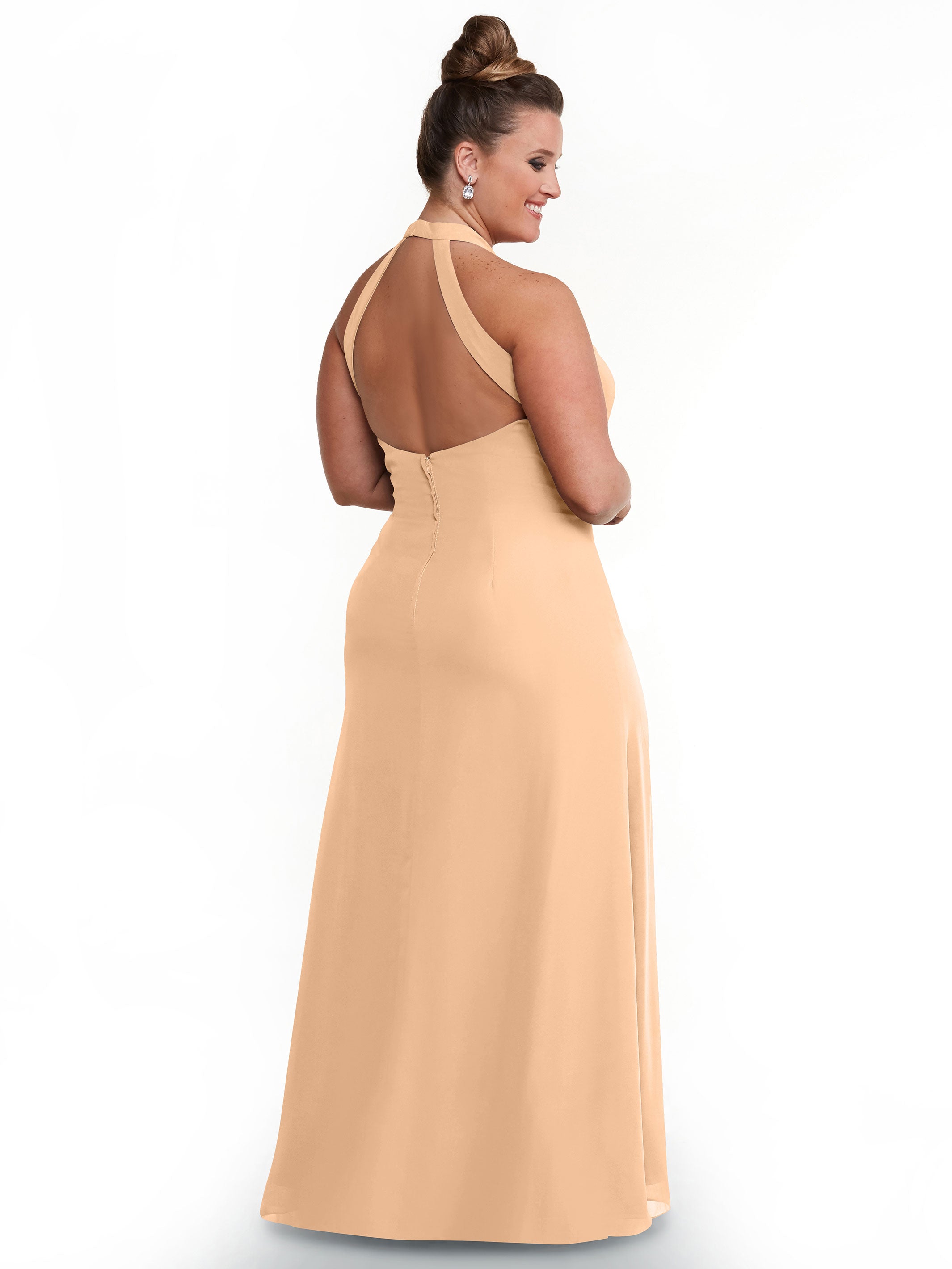 Elegant 80138 Chiffon A-Line Bridesmaid Dress with Keyhole Halter Neckline - Perfect for Weddings, Formal Events & Special Occasions