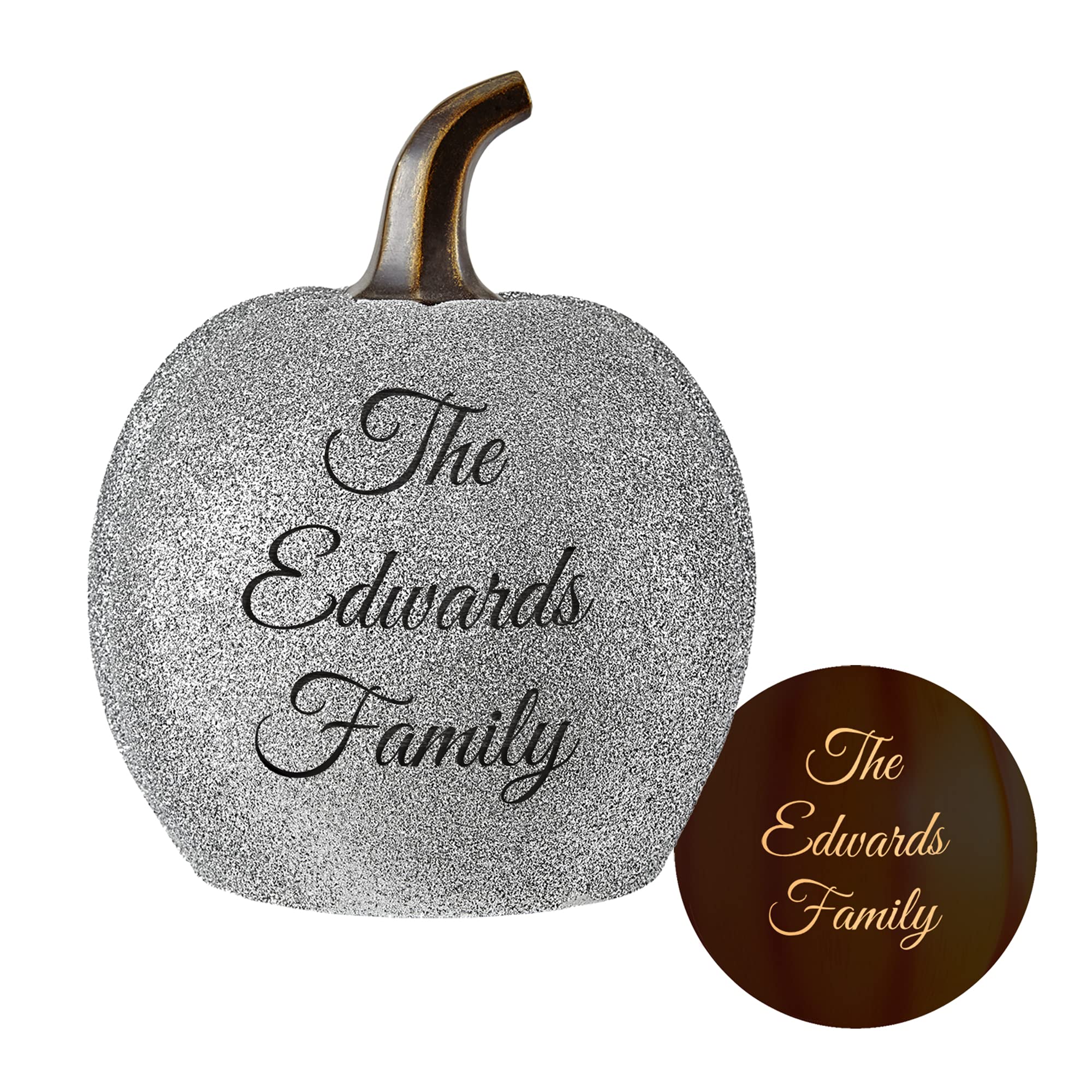 Personalized Light-Up Pumpkin with Custom Text - Silver Glitter Resin Halloween & Fall Decor for Indoor/Outdoor Use - Perfect for Halloween Parties, Home Decor, and Seasonal Celebrations - Create Lasting Memories with Custom Messages