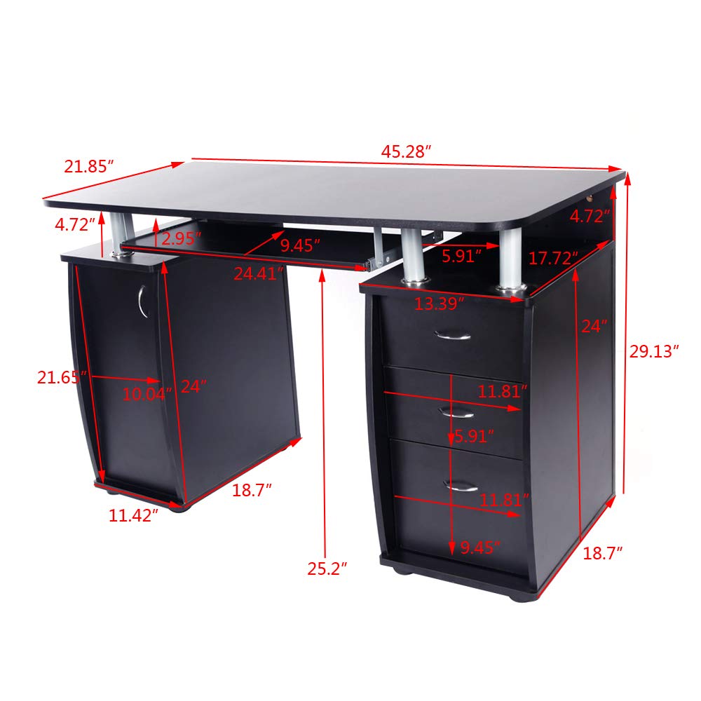 Ergonomic Computer Desk with Storage Drawer & Keyboard Tray - Home Office Desk, Study Writing Workstation for Small Spaces | Perfect for Remote Work, Online Classes & Gaming Setup