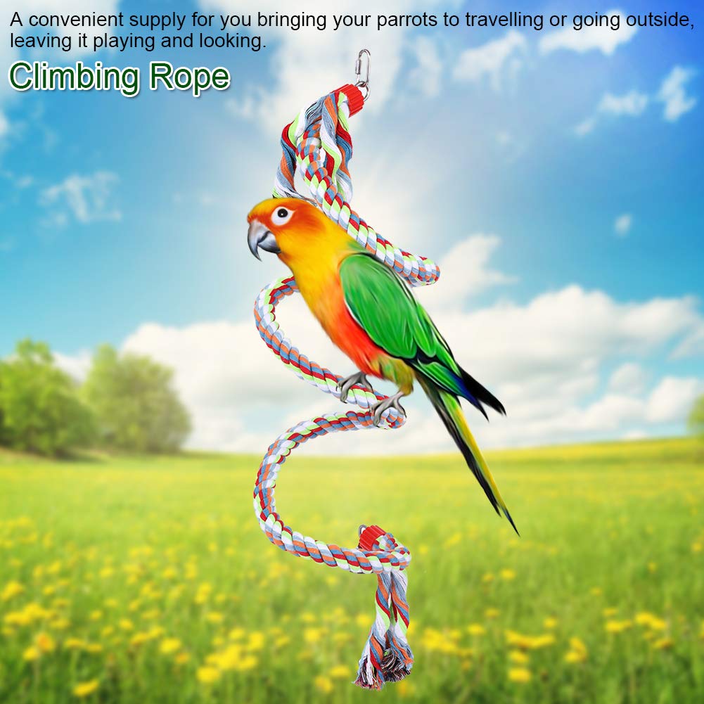 GLOGLOW Parrot Swing Climbing Rope Toy - Colorful Spiral Hanging Chew Toy with Bell for Birds | Small, Medium & Large Parakeets, Cockatiels, Conures | Cage Accessories & Play Gym Entertainment