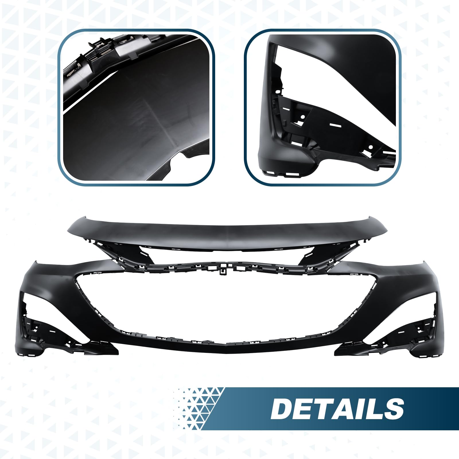 PENSUN Front Bumper Cover with Grill Grille Trim Replacement for Chevy Chevrolet Malibu 2019-2022 (Without Fog Lights) - Perfect for Car Accidents, DIY Auto Repair & Vehicle Restoration Projects