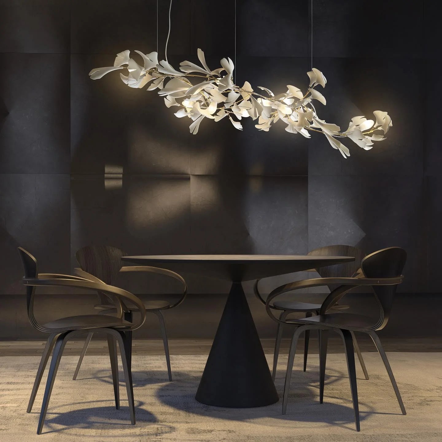 White Gingko Chandelier - Elegant Modern Lighting Fixture for Dining Room, Living Room & Bedroom Decor