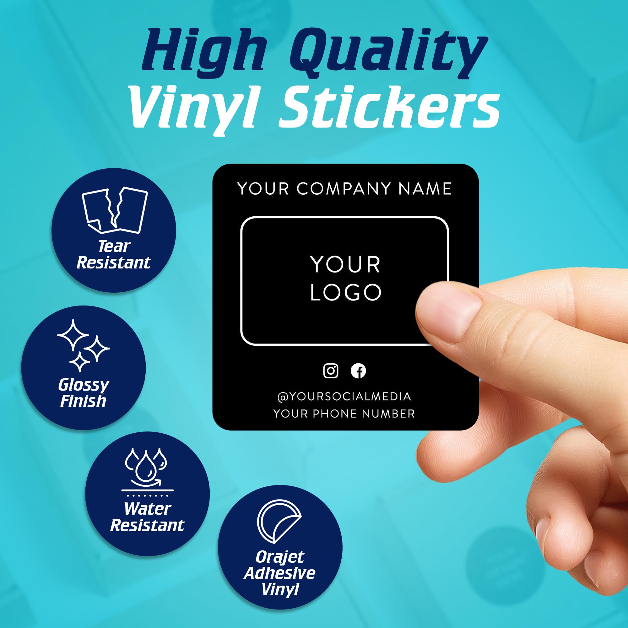Custom Rectangle Vinyl Stickers - 100 Pack Waterproof Labels for Small Business Branding, Personalized Logo Stickers for Handmade Products, Packaging, Bottles, Jars & Cans - Perfect for DIY Crafts, Product Labeling & Small Business Branding