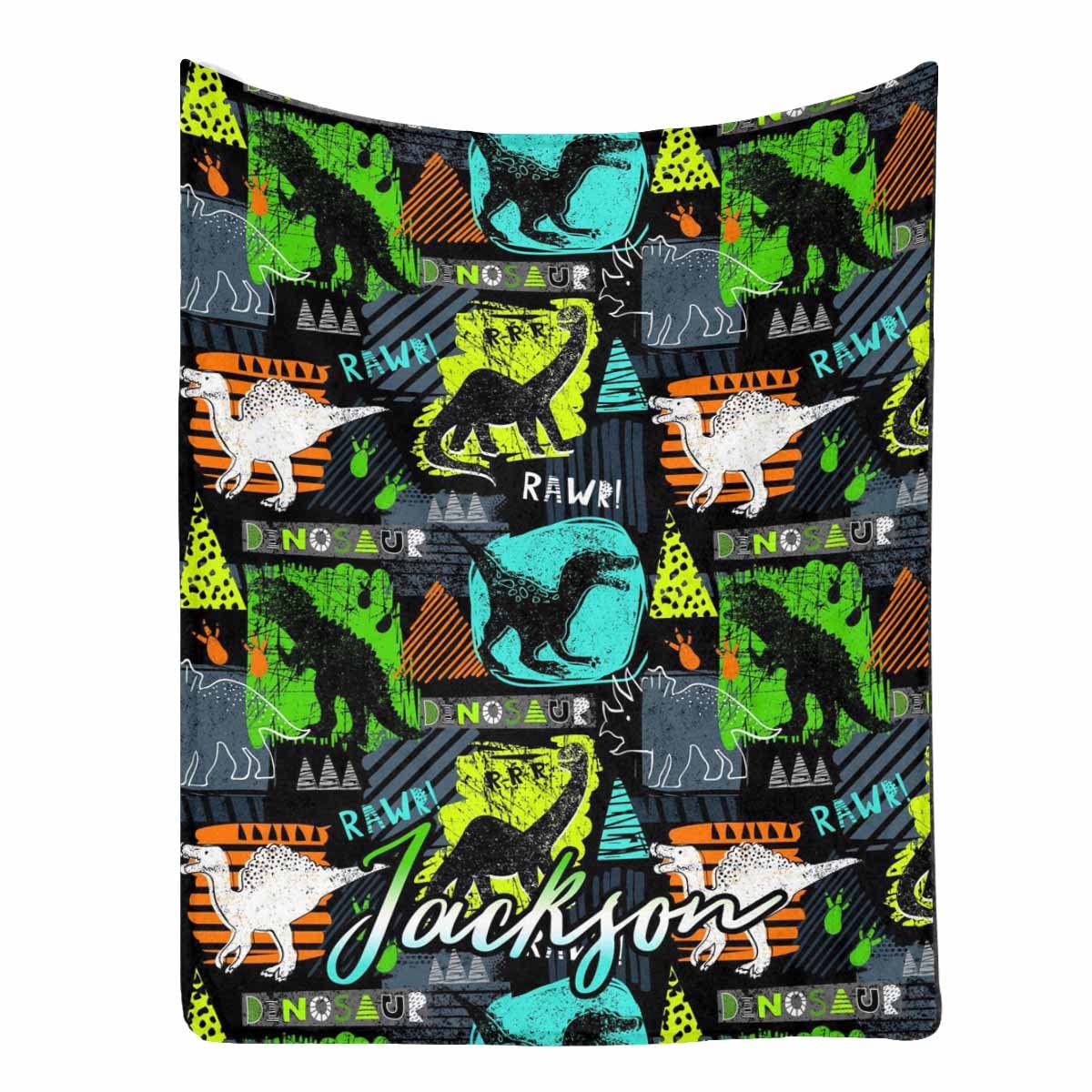 Dinosaur Fleece Blanket - Custom Dino Throw Blanket for Kids & Adults, 60x80 Inch Soft Cozy Blanket for Bed, Couch, Office - Perfect Gift for Granddaughter, Grandson Birthday & Home Decor