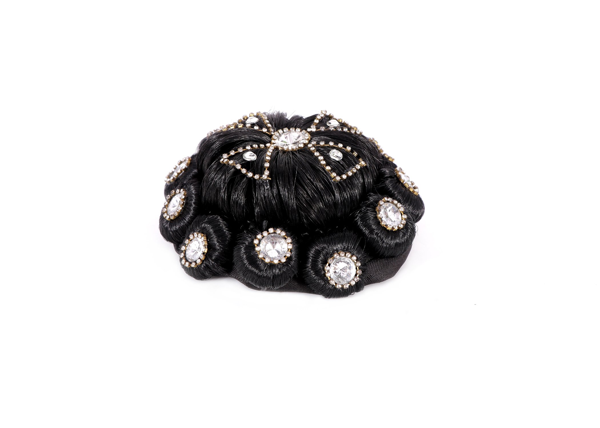 Shivarth Decorative Stone Juda Hair Extension for Women & Girls - Black Bun Hair Styling Tool | Perfect for Weddings, Parties & Special Occasions