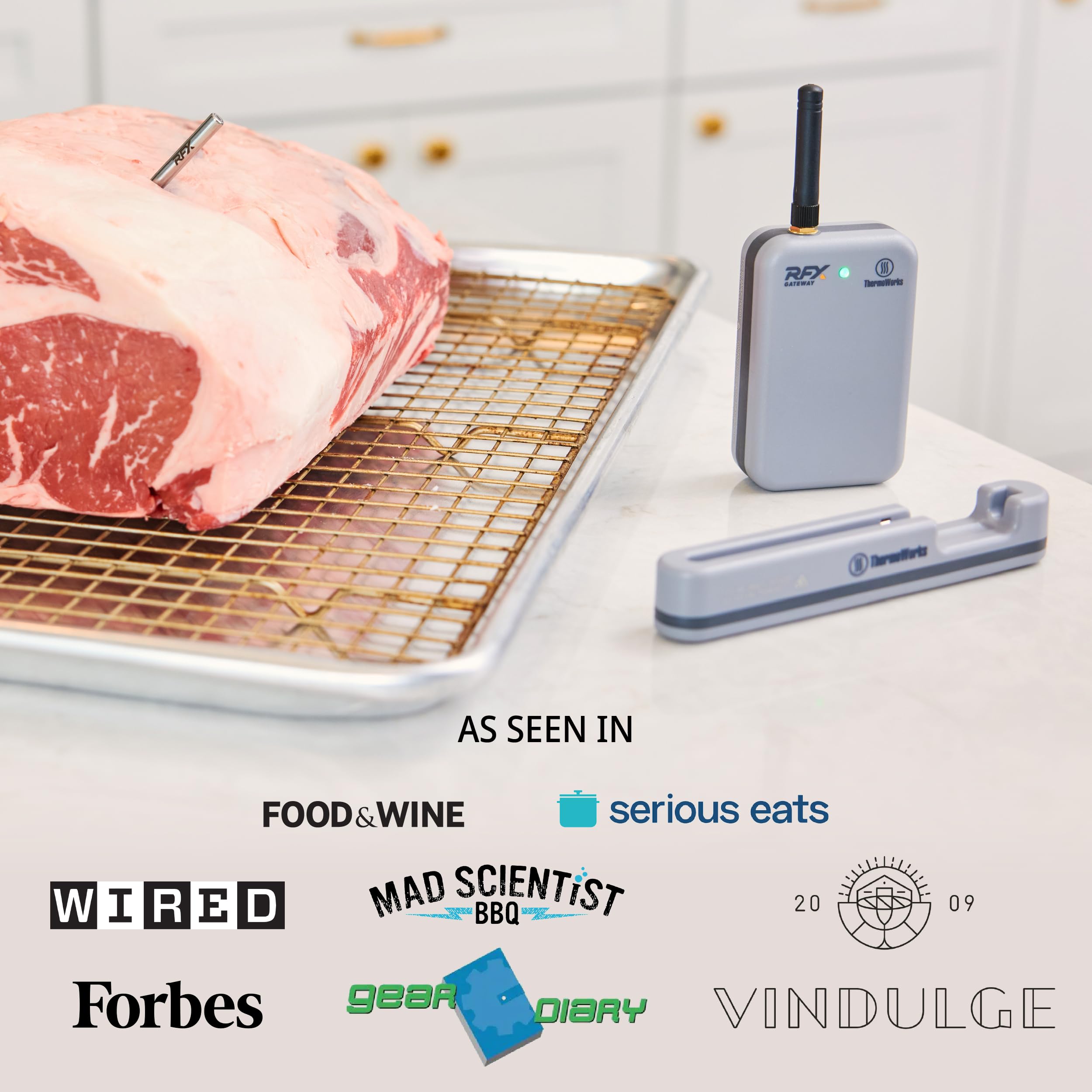 RFX Wireless Meat Thermometer - 1-Probe Digital Cooking Thermometer for Grilling, Smoking & BBQ | Long Range Bluetooth Smart Food Thermometer for Indoor & Outdoor Use