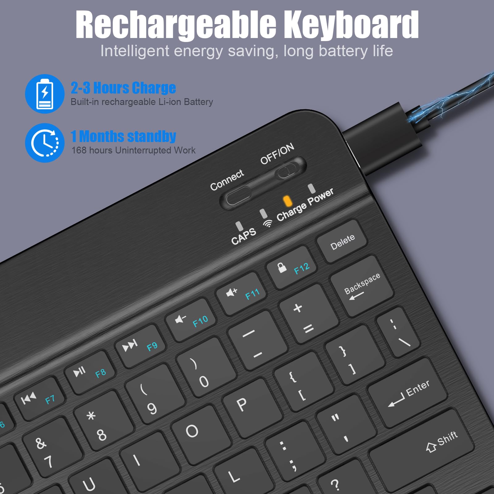 Bluetooth Keyboard for iPad 10th Gen, iPad Pro 13/12/11/10/9/8/7 inch, iPad Air 13/11th Gen, iPad Mini, Samsung & Xiaomi Tablets - Slim Wireless Portable Keyboard for Travel, Office & Home Use | Compatible with Multiple Devices