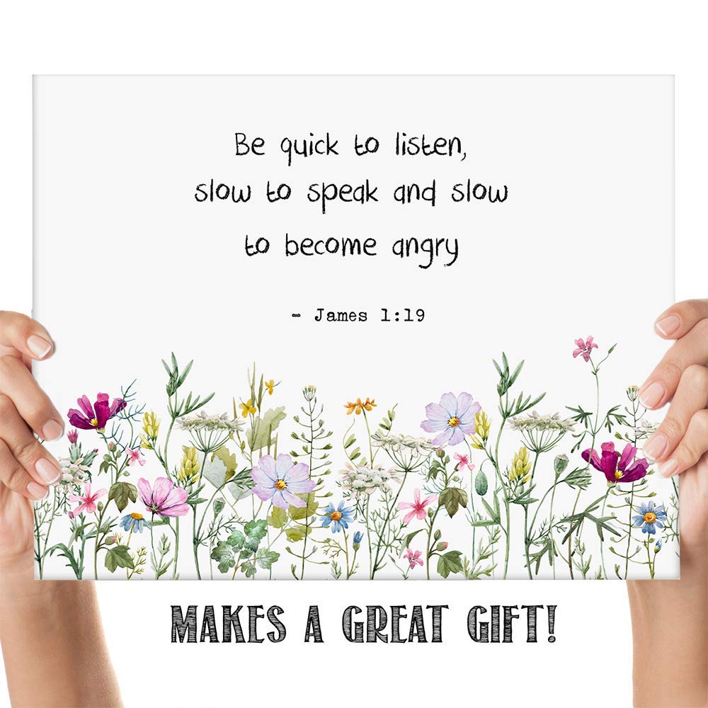 Book of James Inspirational Quotes Wall Art - Bible Verse Motivational Poster for Men & Women - Modern Living Room Wall Decor - Positive Scripture Art - Unframed 11x14 Inches - Perfect for Home, Office & Coach Gifts