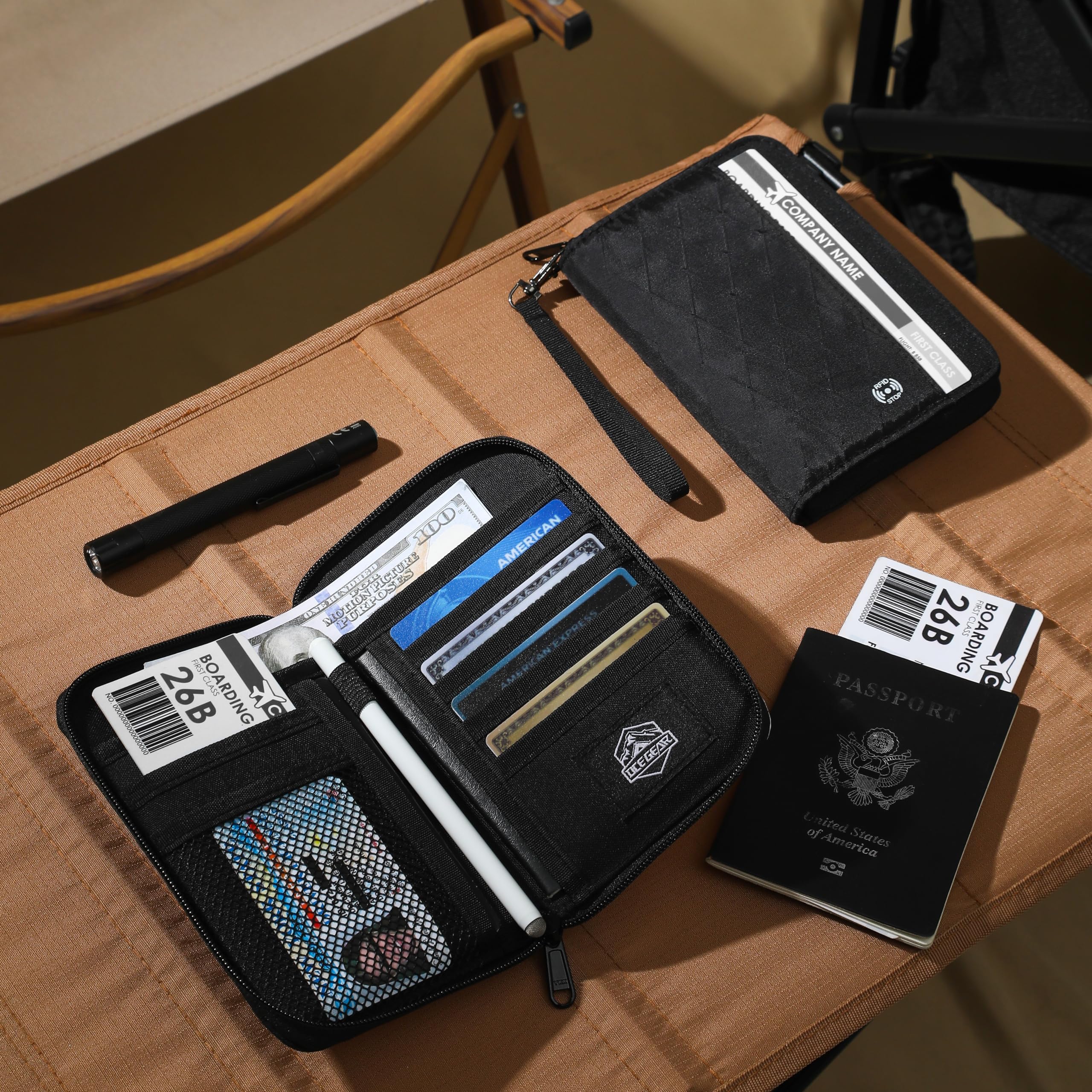 RFID Blocking Travel Wallet - Slim Passport Holder for Men & Women with Hidden Cash Pouch | Waterproof Credit Card Organizer | Perfect for International Trips, Air Travel & Daily Use (Black, G1-2)
