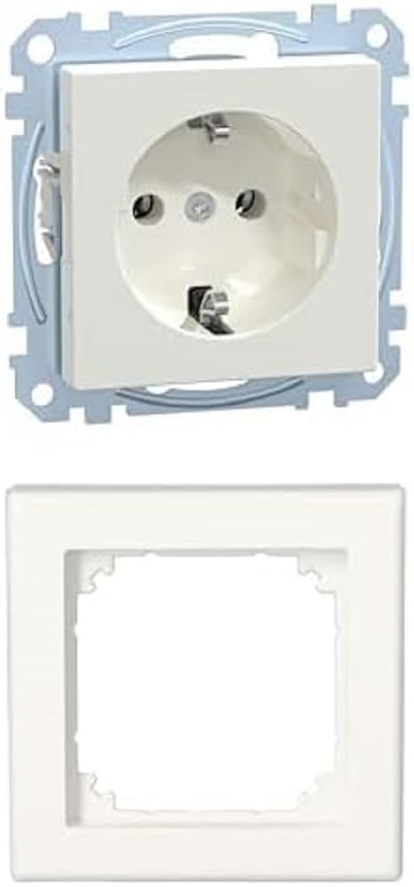 MERTEN M-SMART Smart Plug - Polar White Glossy (1 Outlet, 1 Single Frame) - Perfect for Home Automation & Smart Lighting Control