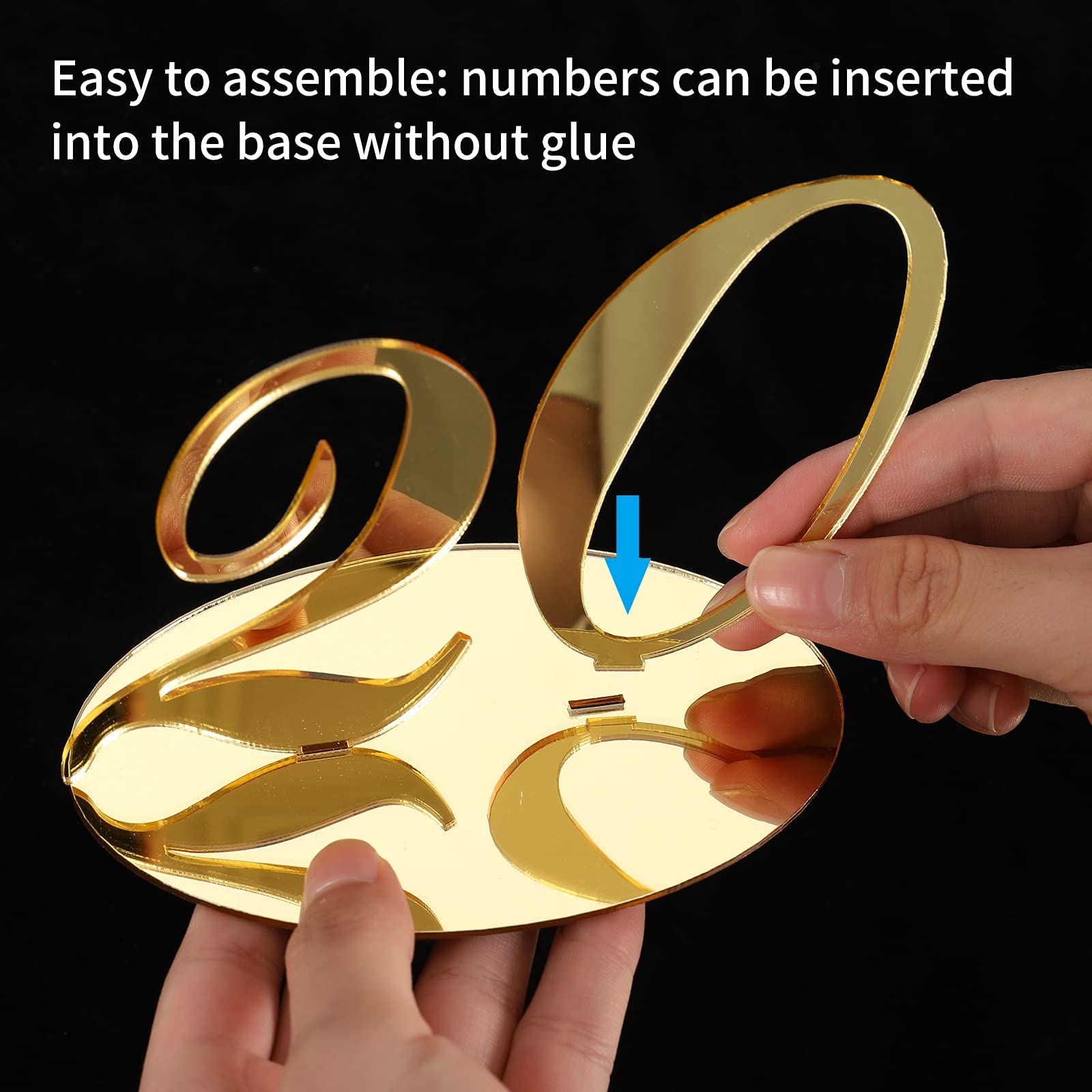 Gold Acrylic Table Numbers 1-20 with Stand - Double Sided Mirror Wedding & Party Decorations - Perfect for Reception Tables, Banquets, and Special Events