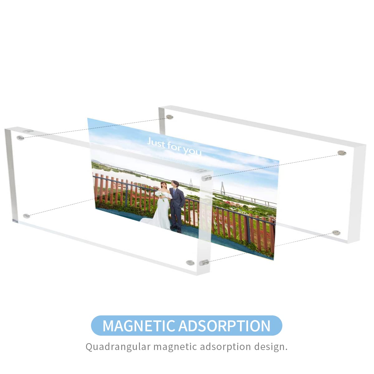2x6 Acrylic Picture Frames - Clear Double-Sided Display for Tickets, Postcards & Photos - 12+12mm Thick Tabletop Magnetic Frames - Perfect for Family Memories, Office Decor & Gift Displays