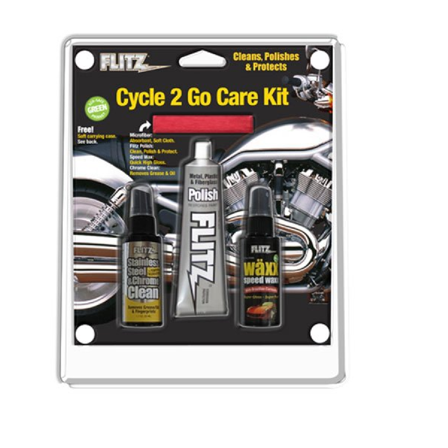 Flitz CY41503 Cycle 2Go Polish and Care Kit - Premium Bike Polish & Maintenance Set for Motorcycles, Bicycles & ATVs - Perfect for Cleaning, Protecting & Restoring Shine